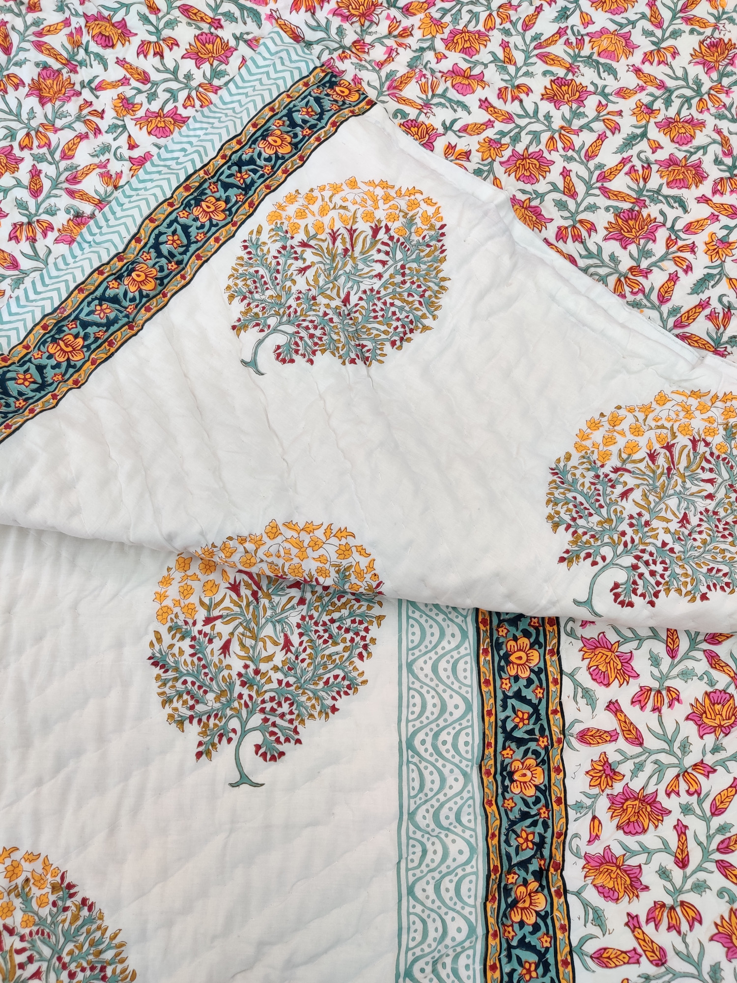 Hand Block Print Mulmul Quilt - Mix Pattern Soft Jaipuri Razai Double