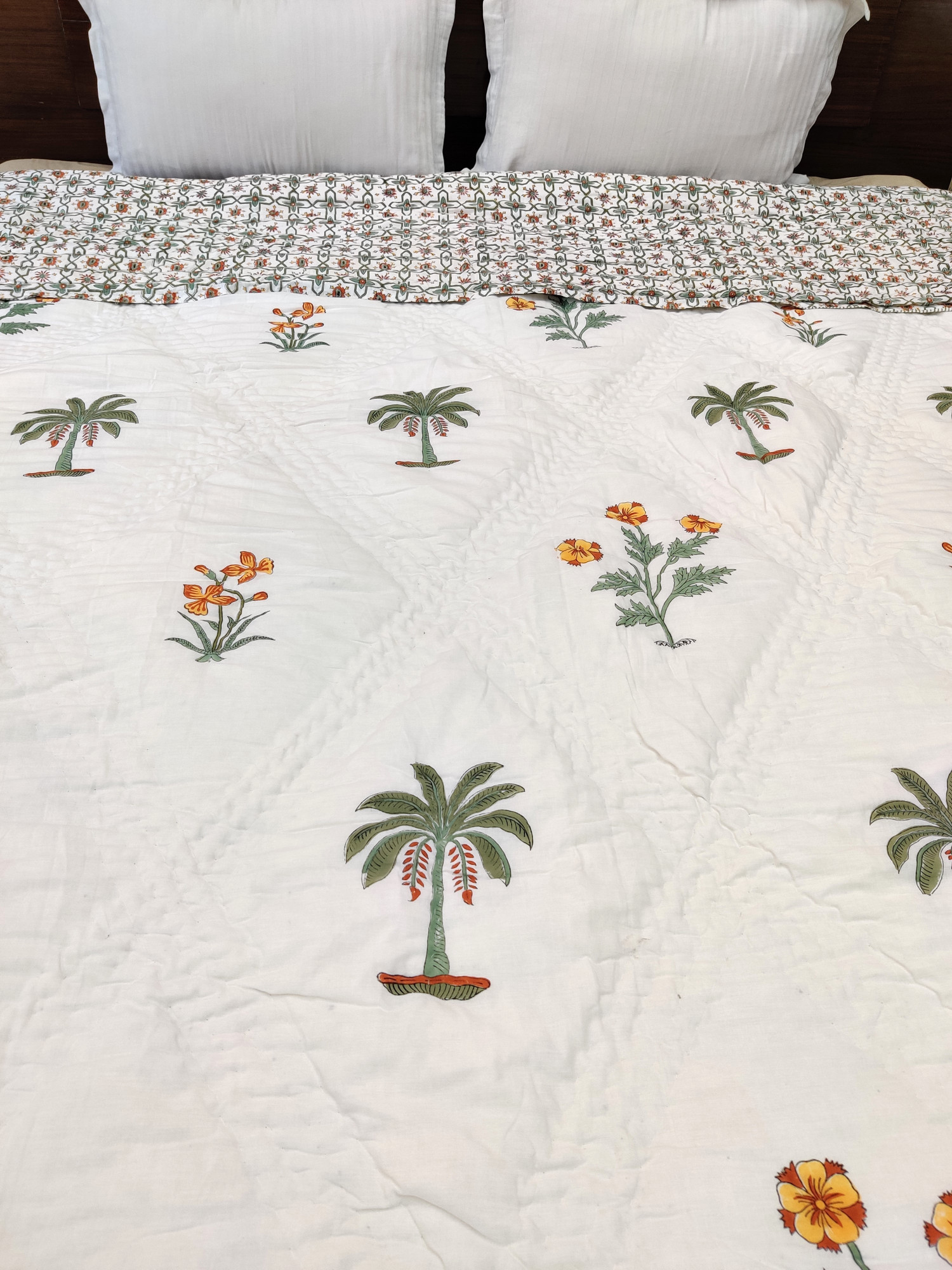 Hand Block Print Mulmul Quilt - South Bagh Soft Jaipuri Razai Double