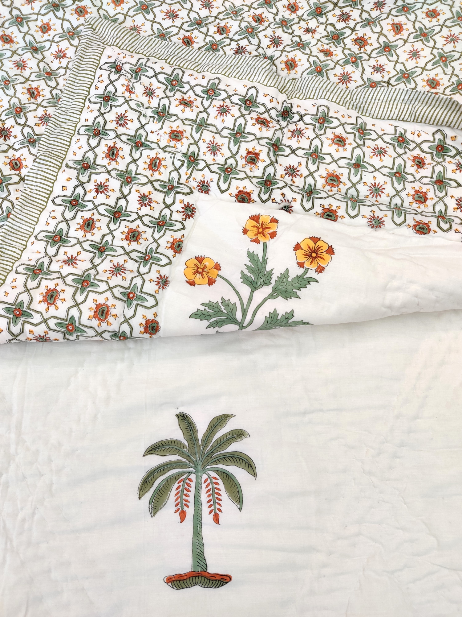 Hand Block Print Mulmul Quilt - South Bagh Soft Jaipuri Razai Double