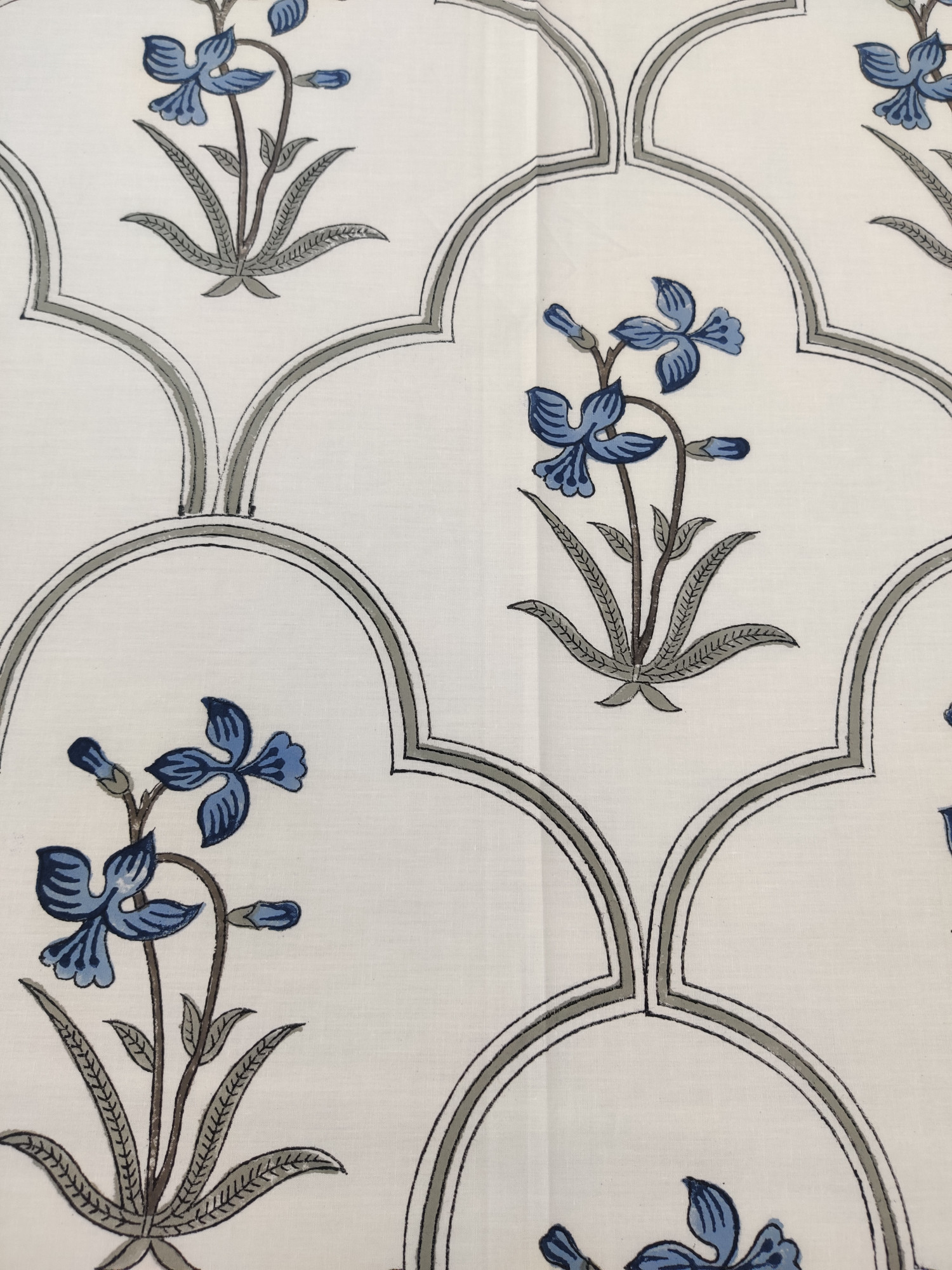 Jaipuri Block Print Bedsheet - Blue Blossom Jaal Hand Block Print Cotton Double