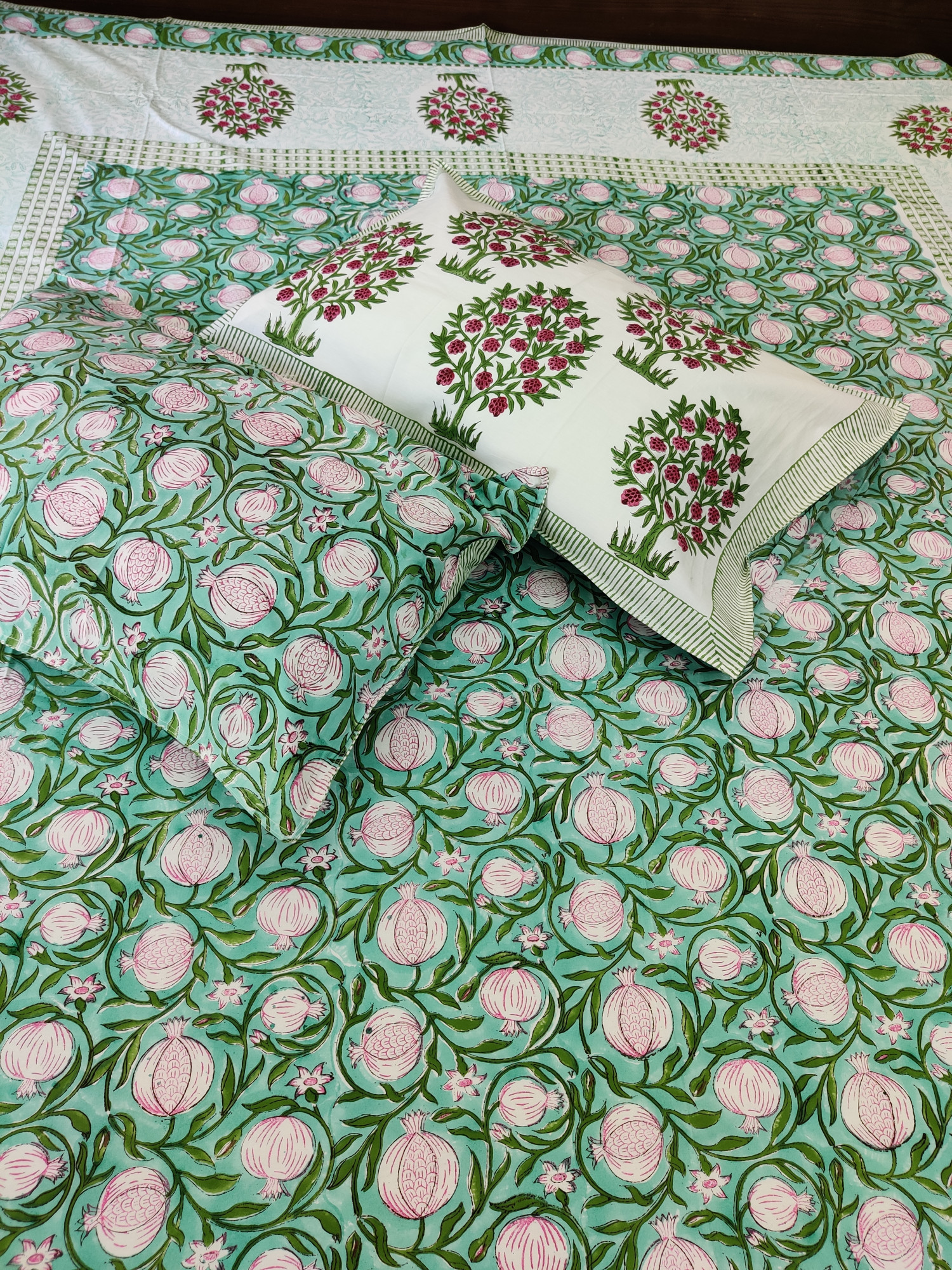 Jaipuri Block Print Bedsheet - Anaar Hand Block Print Cotton King Size