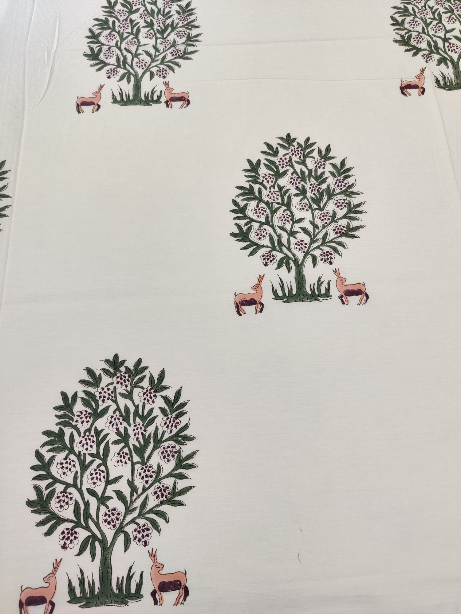 Jaipuri Block Print Bedsheet - Deer Hand Block Print Cotton Double