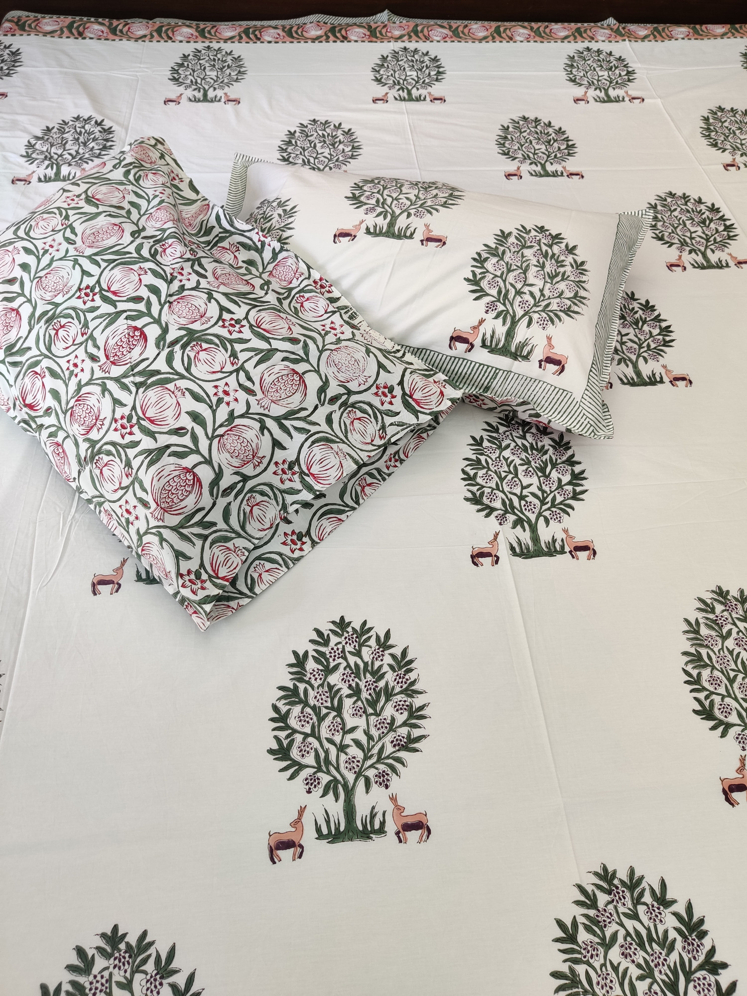 Jaipuri Block Print Bedsheet - Deer Hand Block Print Cotton Double