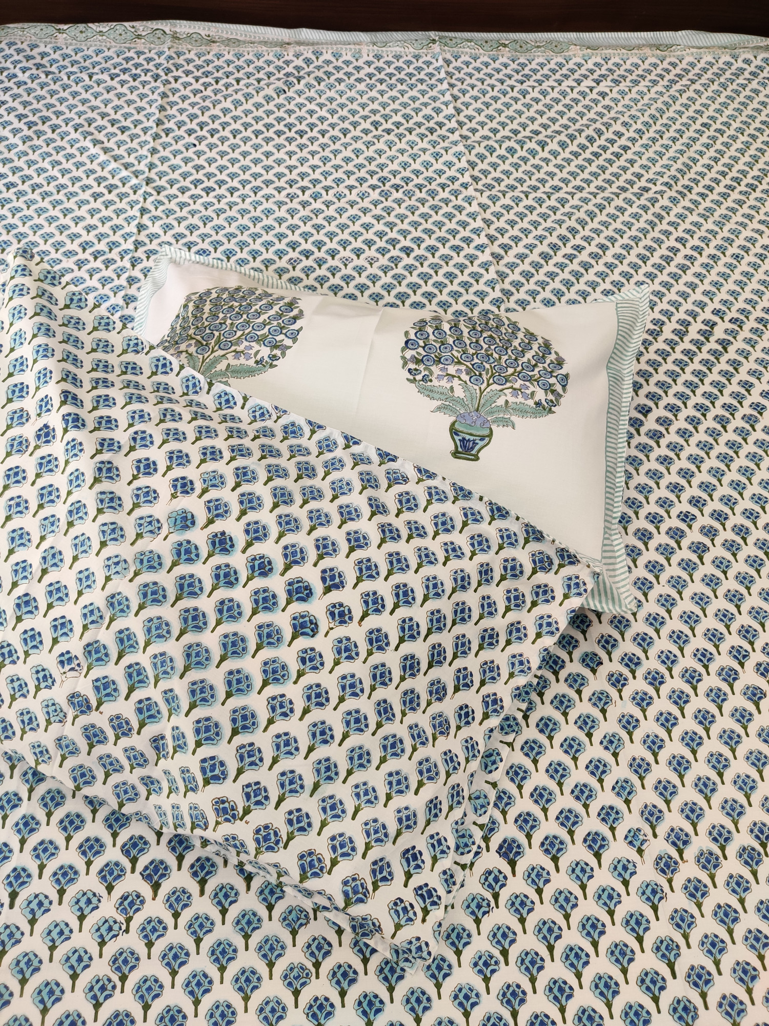Jaipuri Block Print Bedsheet - Feather Small Boota Hand Block Print Cotton King Size