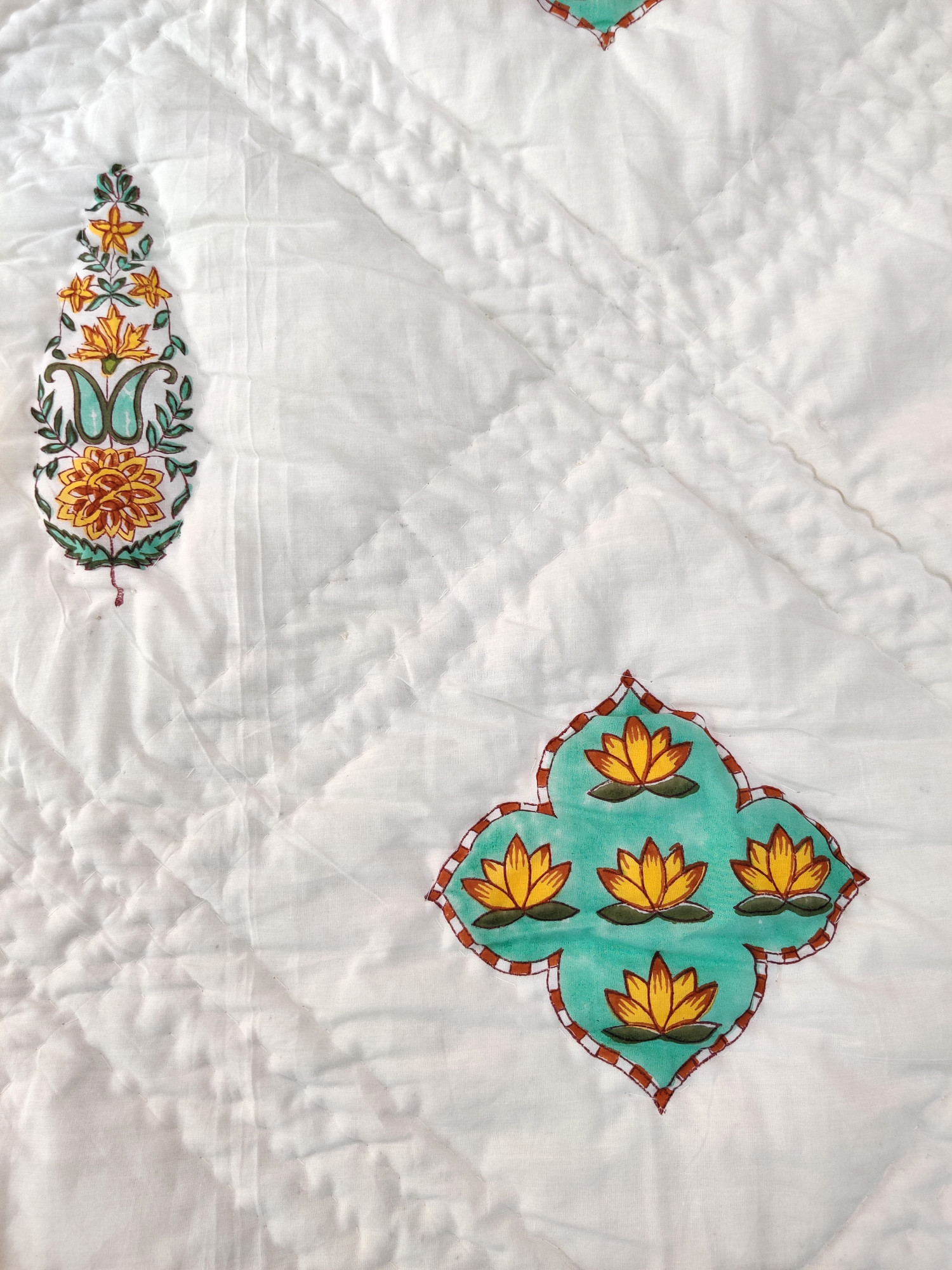 Hand Block Print Mulmul Quilt - Sunkissed Soft Jaipuri Razai Double