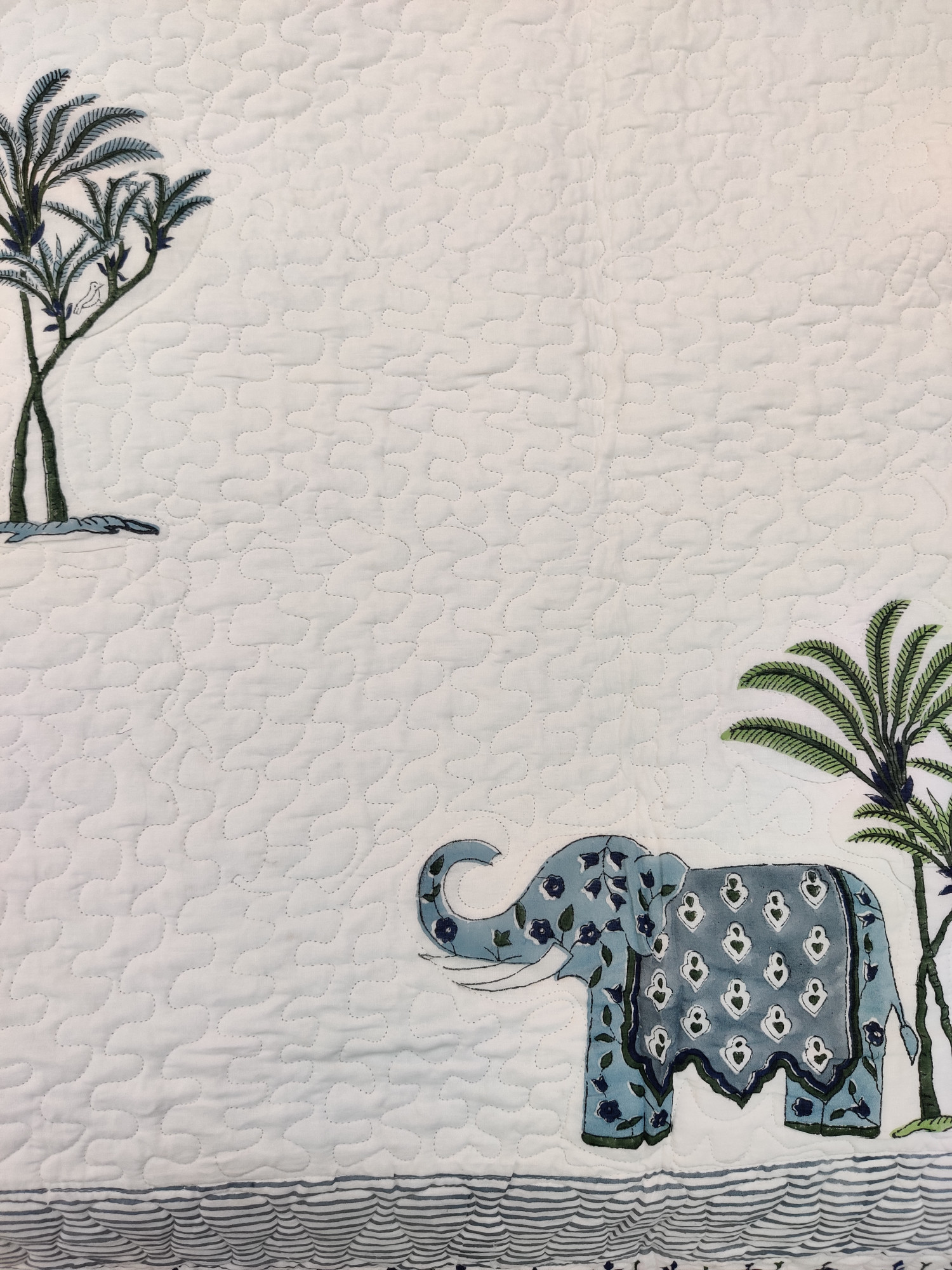 Block Print Bedcover - Grey Haathi Hand Block Print Premium Cotton Double