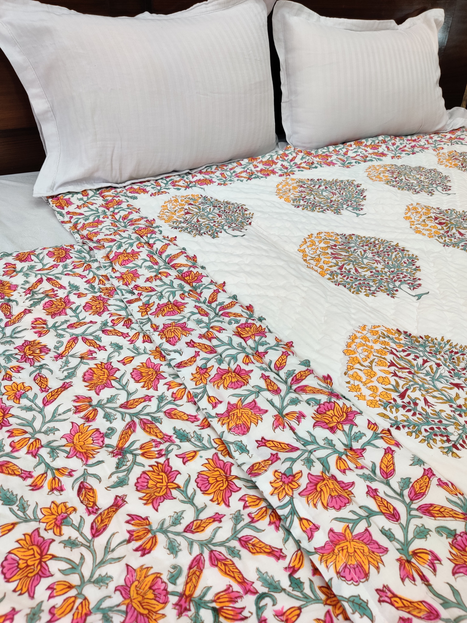 Hand Block Print Mulmul Quilt - Mix Pattern Soft Jaipuri Razai Double