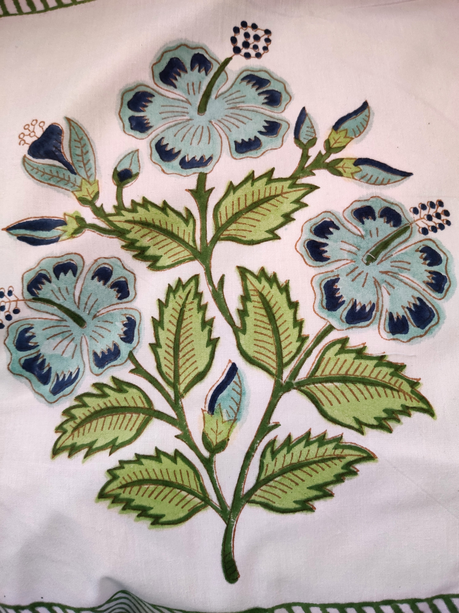 Block Print Cushion Cover - Blue Buds Hand Block Print Cotton 16x16 Pack of 5