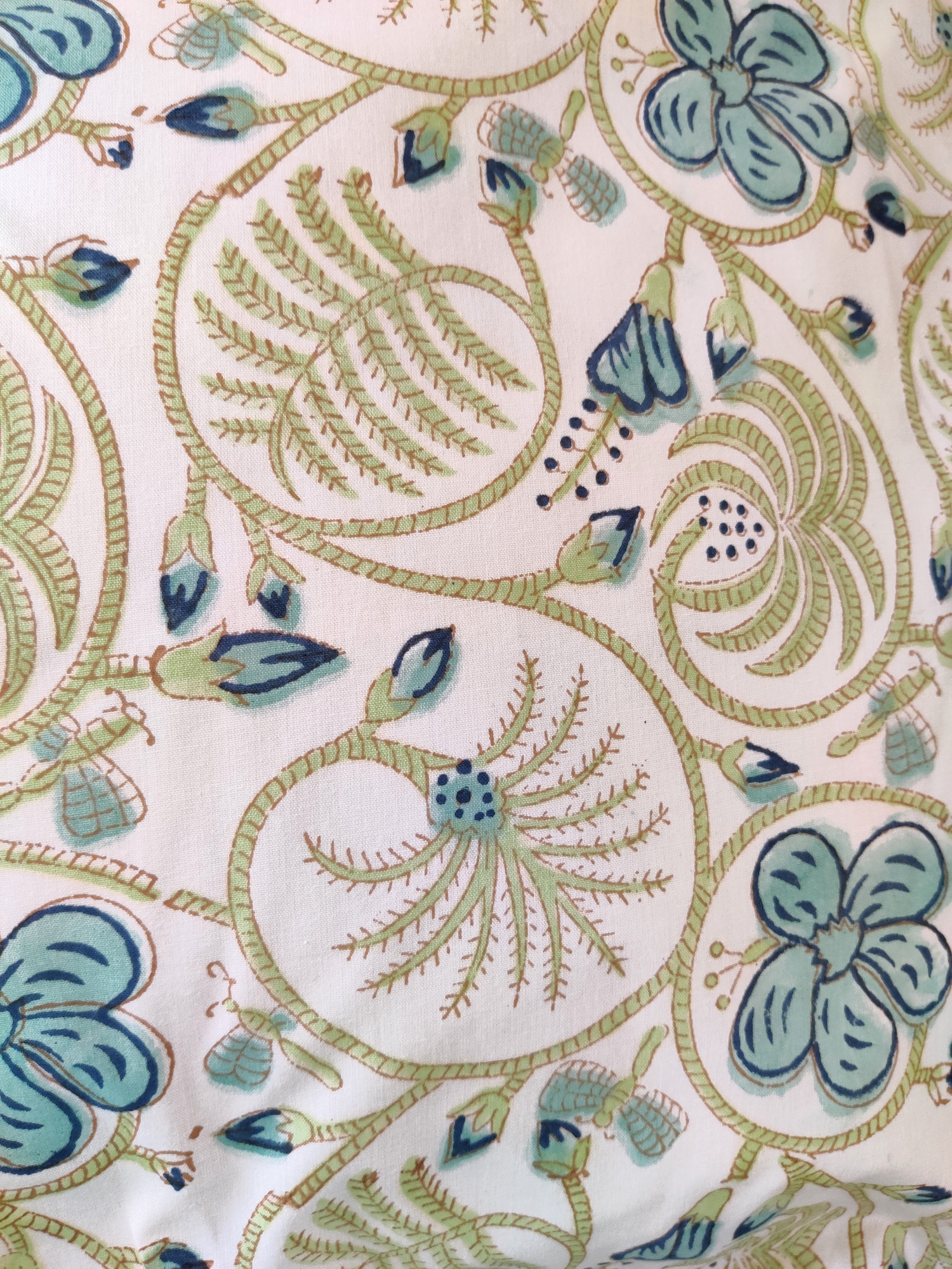 Block Print Cushion Cover - Blue Buds Hand Block Print Cotton 16x16 Pack of 5