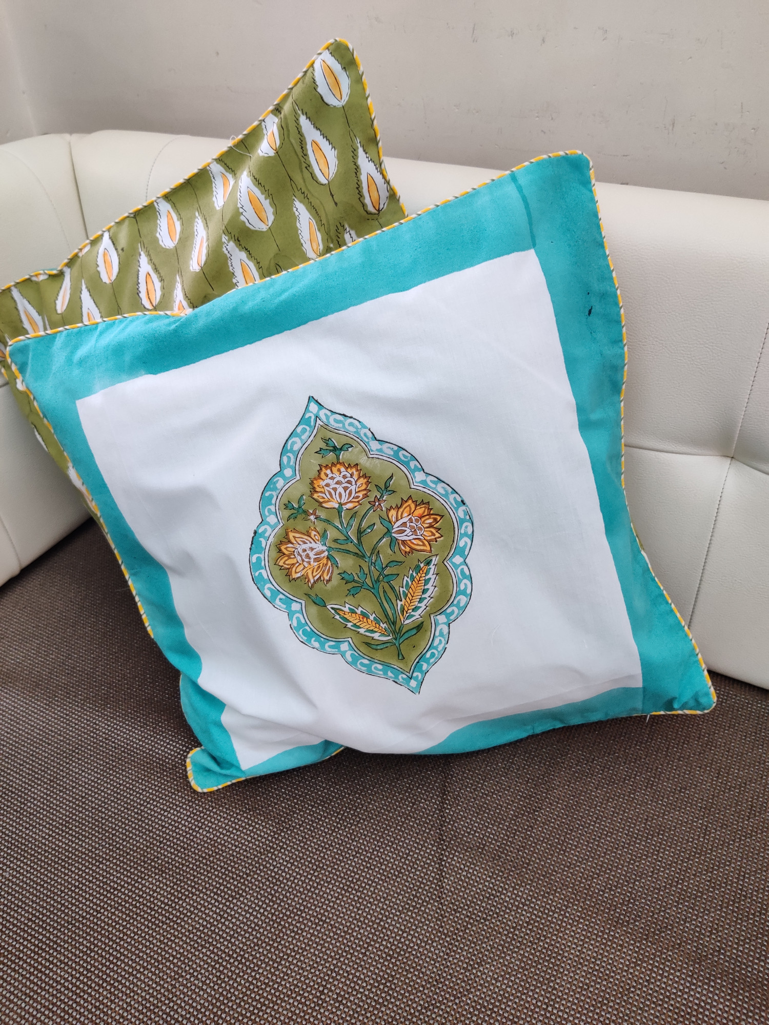 Block Print Cushion Cover - Double Boota Hand Block Print Cotton 16x16 Pack of 5