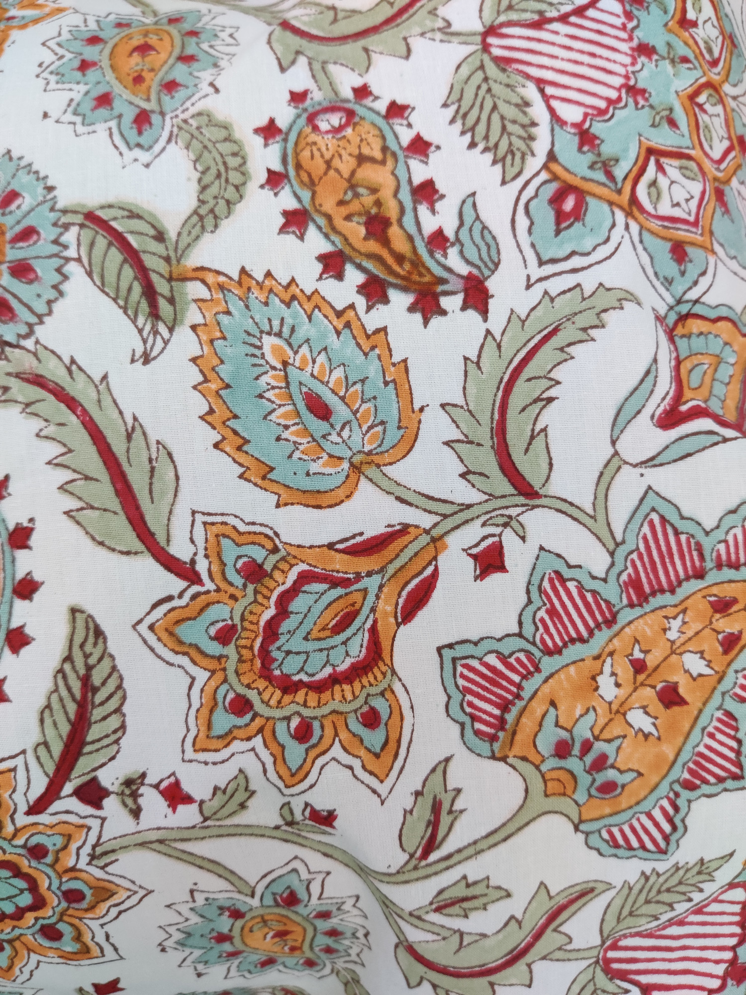 Block Print Cushion Cover - Multicoloured Mughal Hand Block Print Premium Cotton 16x16 Pack of 5