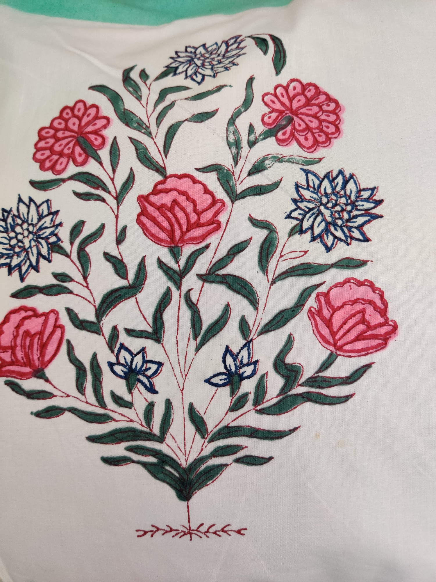Block Print Cushion Cover - Daisy Multicolored Hand Block Print Premium Cotton 16x16 Pack of 5