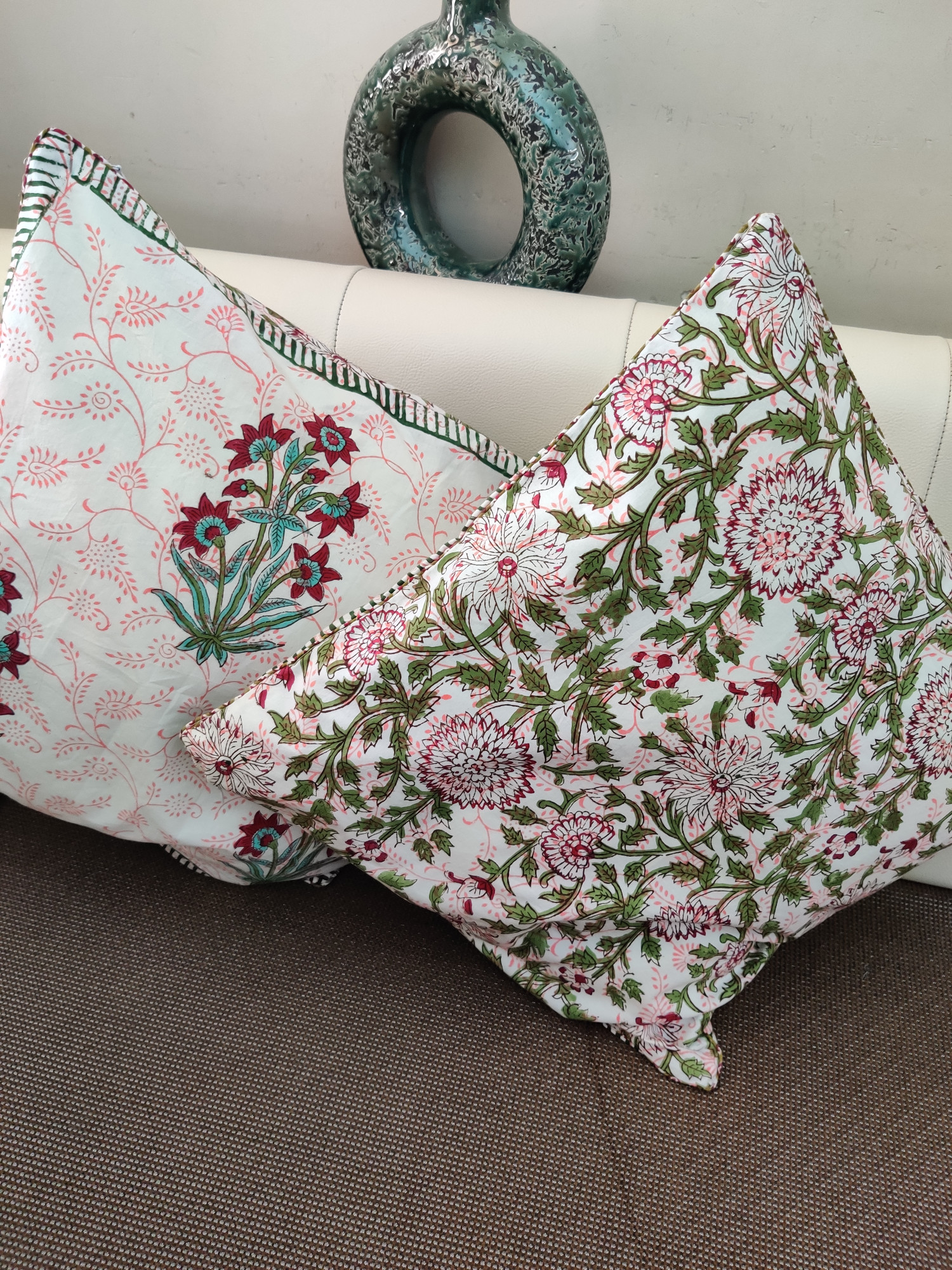 Block Print Cushion Cover - Multiblock II Hand Block Print Premium Cotton 16x16 Pack of 5