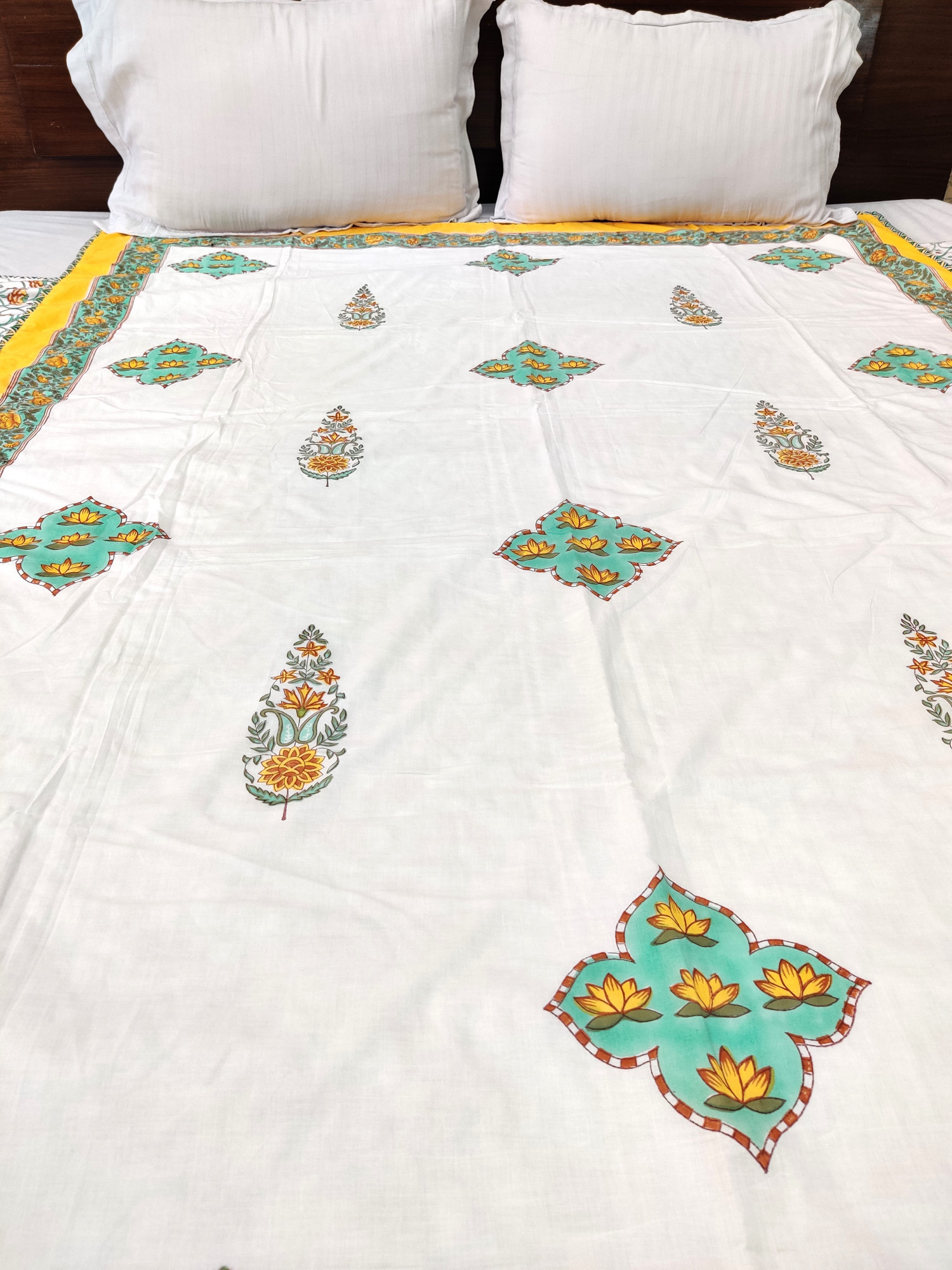 Block Print Dohar - Sunkissed Reversible Hand Block Print Mulmul Jaipuri