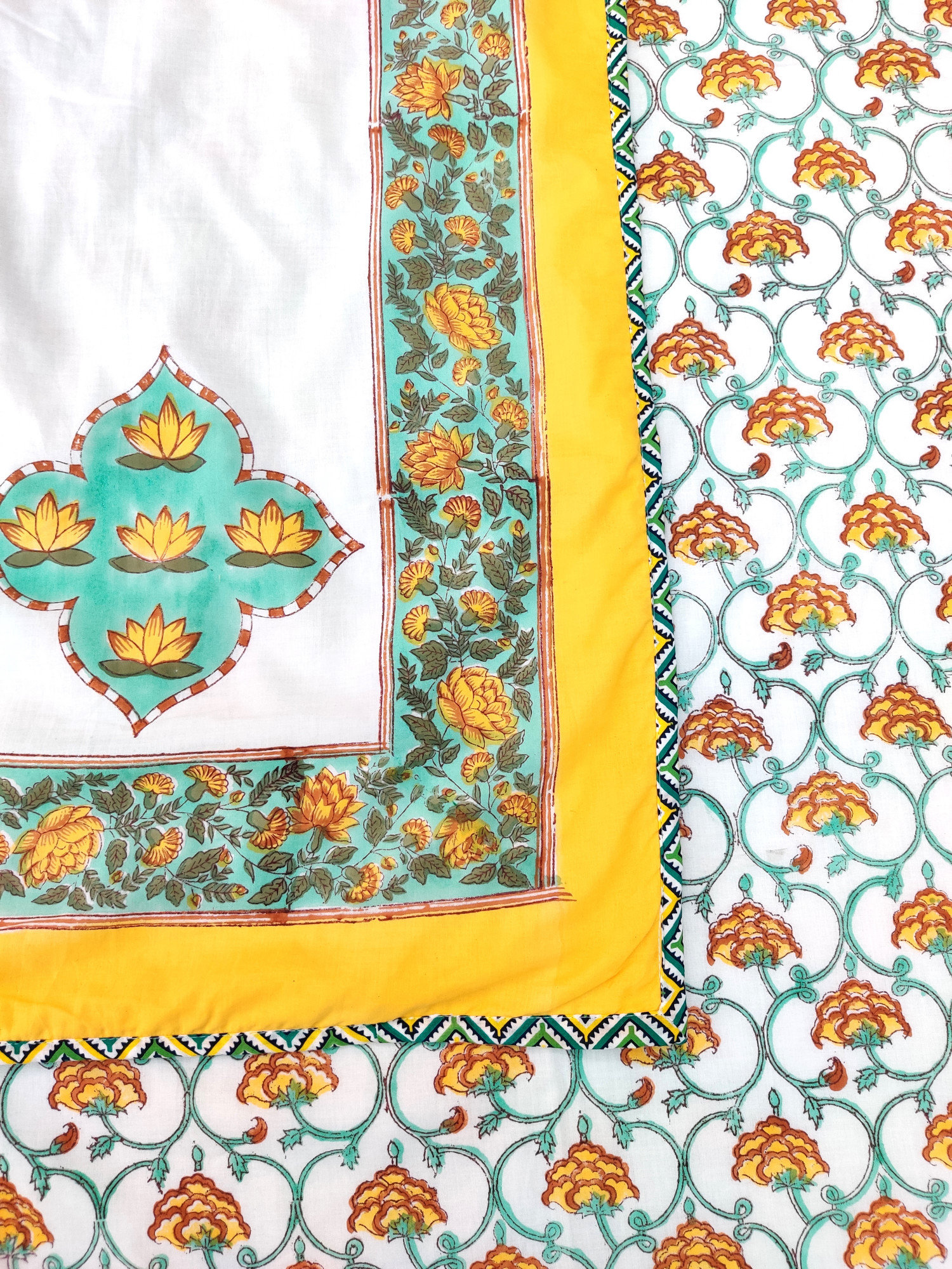 Block Print Dohar - Sunkissed Reversible Hand Block Print Mulmul Jaipuri