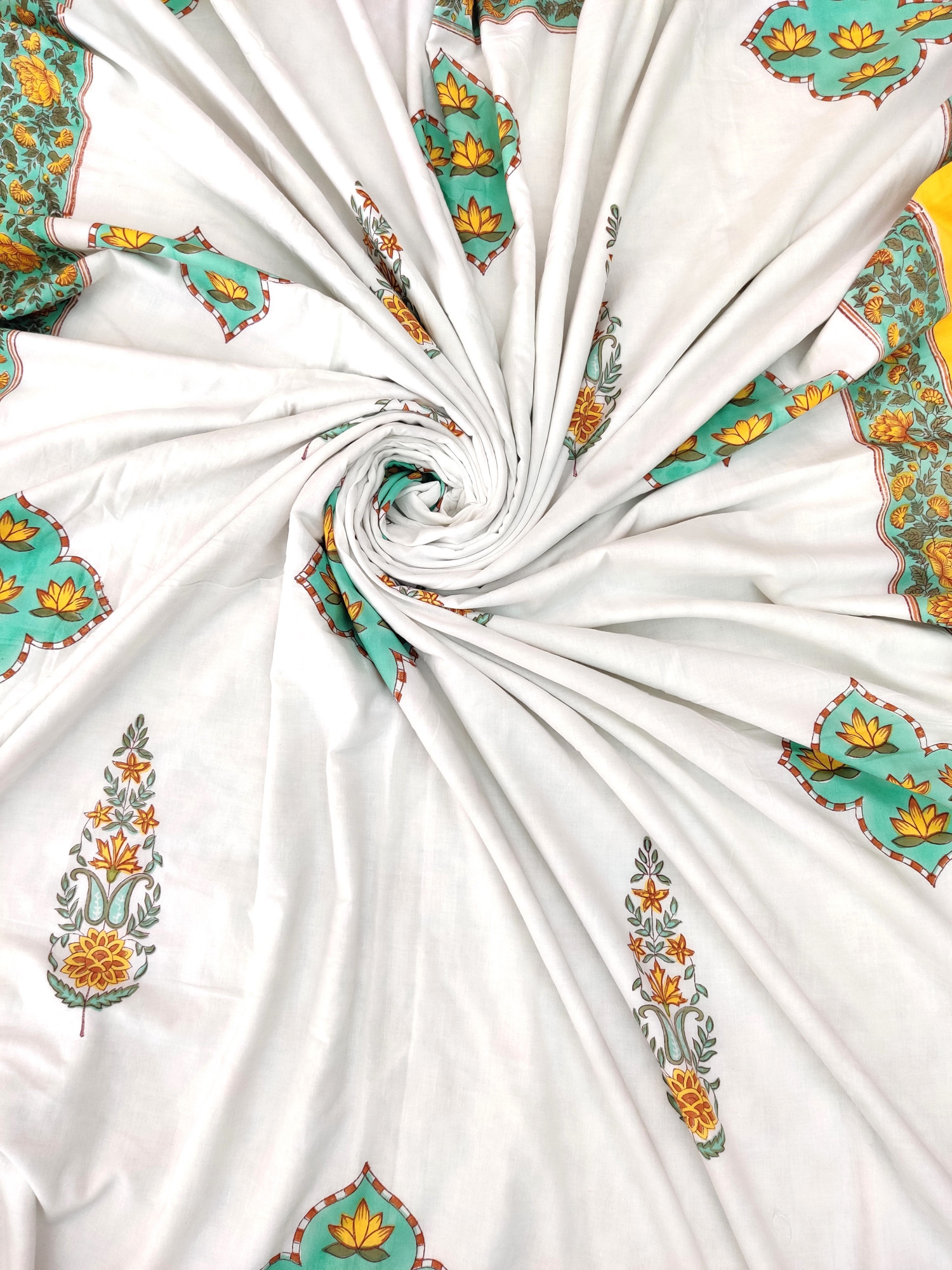 Block Print Dohar - Sunkissed Reversible Hand Block Print Mulmul Jaipuri