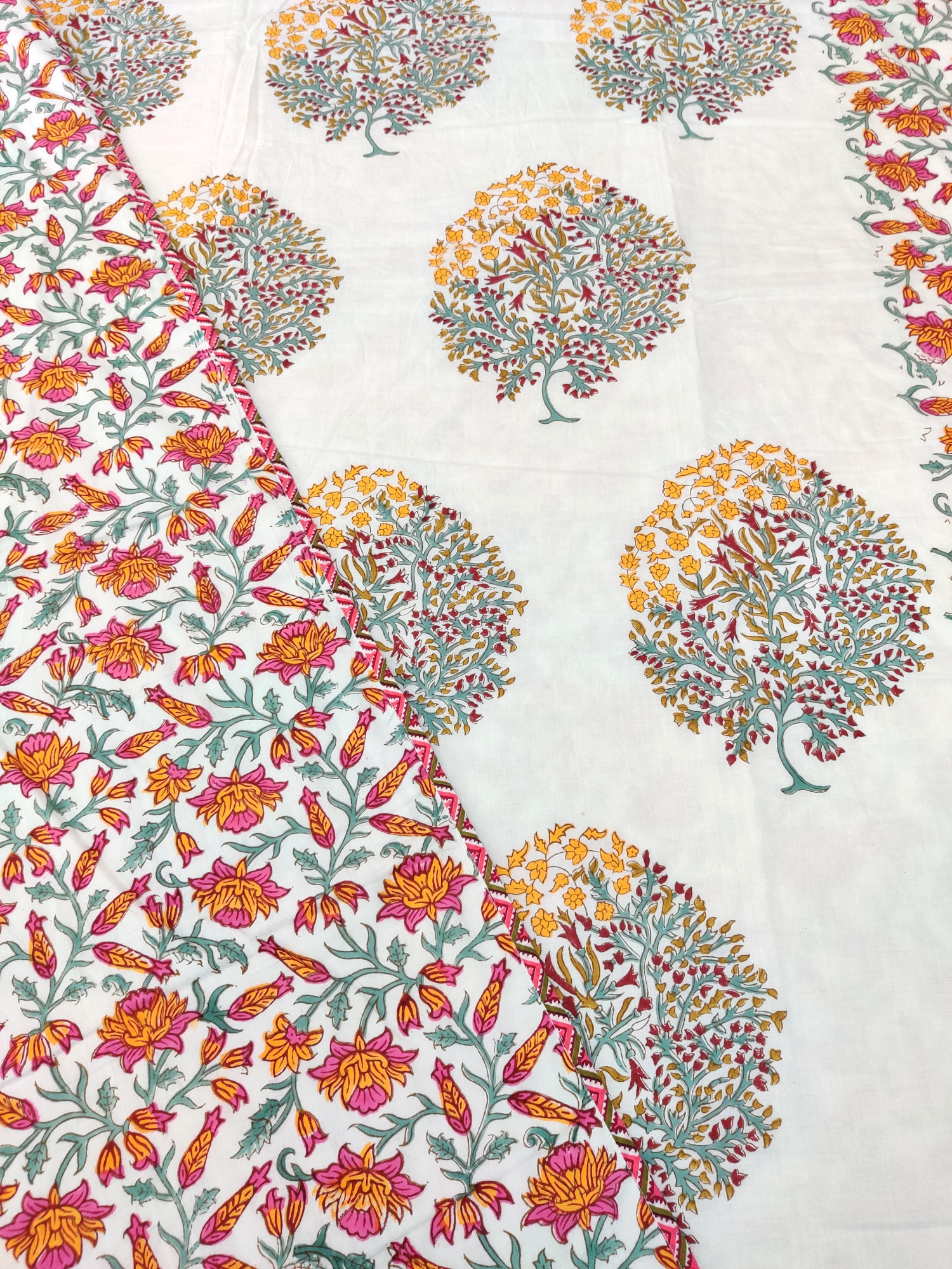 Block Print Dohar - Mix Pattern Reversible Hand Block Print Jaipuri Cotton
