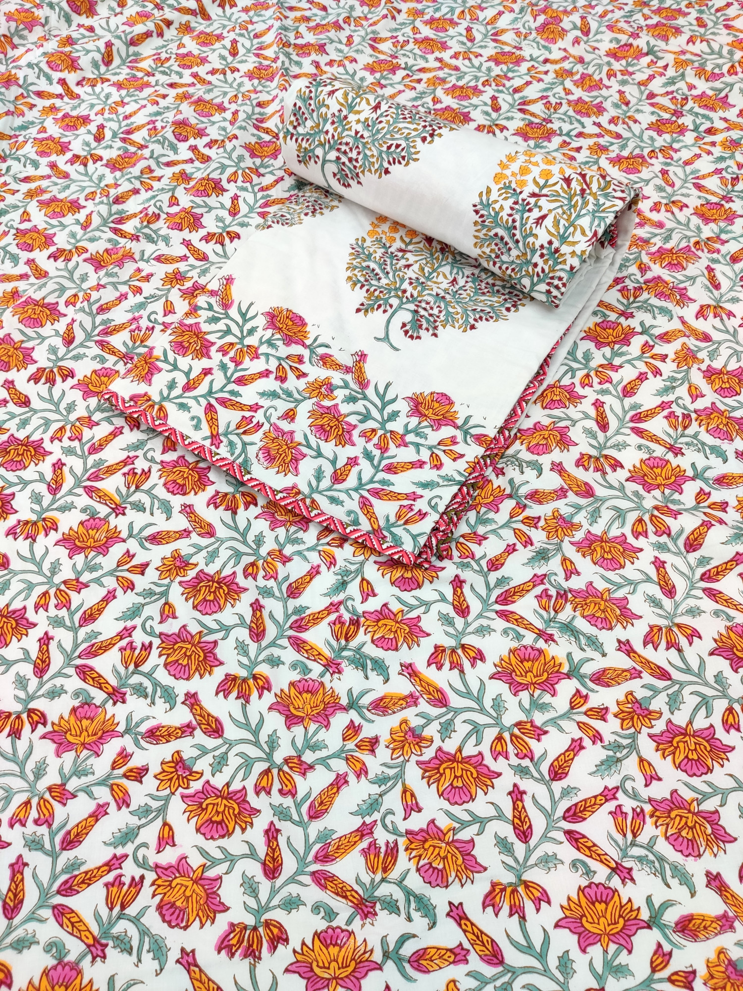 Block Print Dohar - Mix Pattern Reversible Hand Block Print Jaipuri Cotton