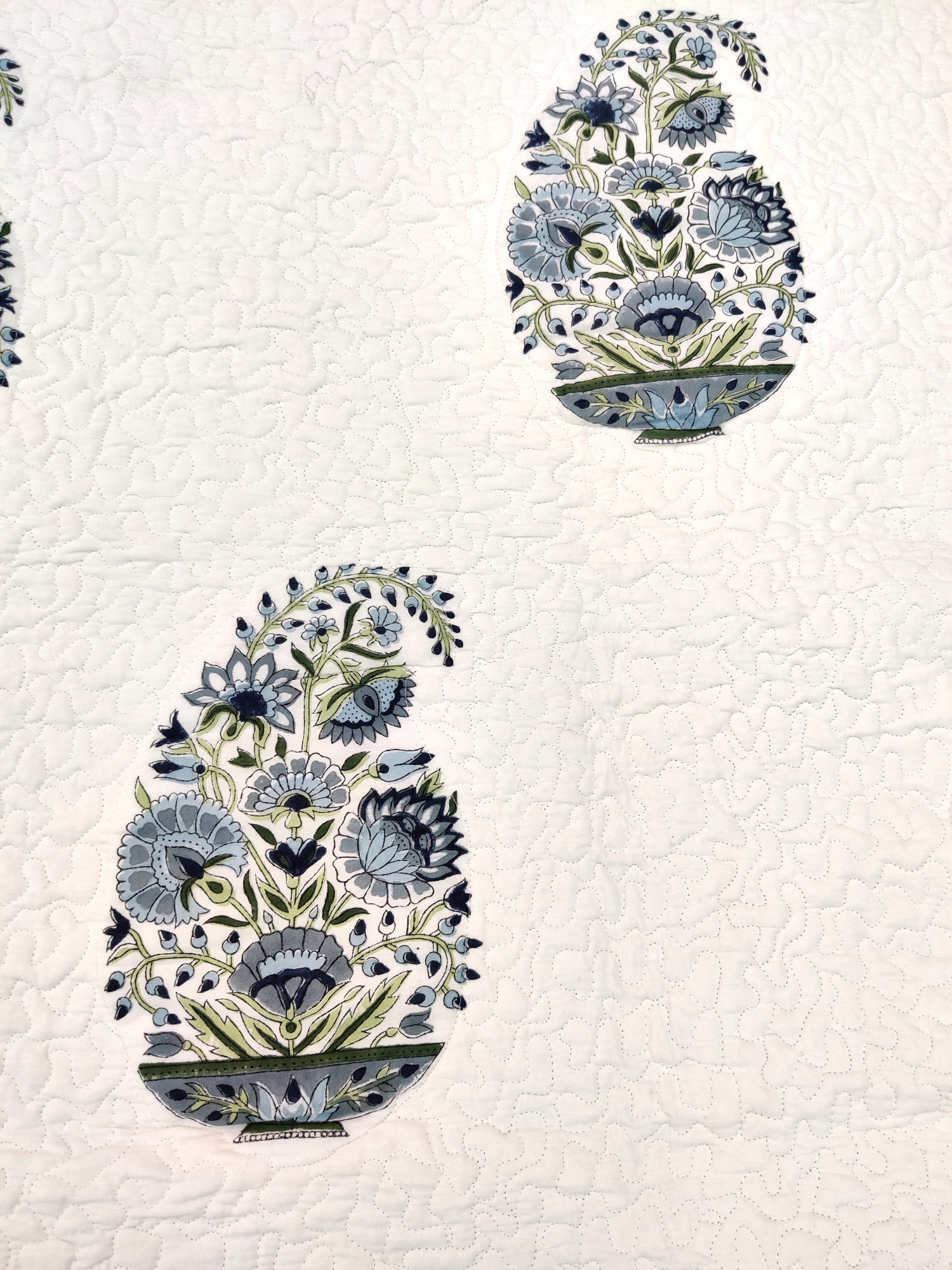 Block Print Bedcover - Grey Boota Hand Block Print Premium Cotton Double