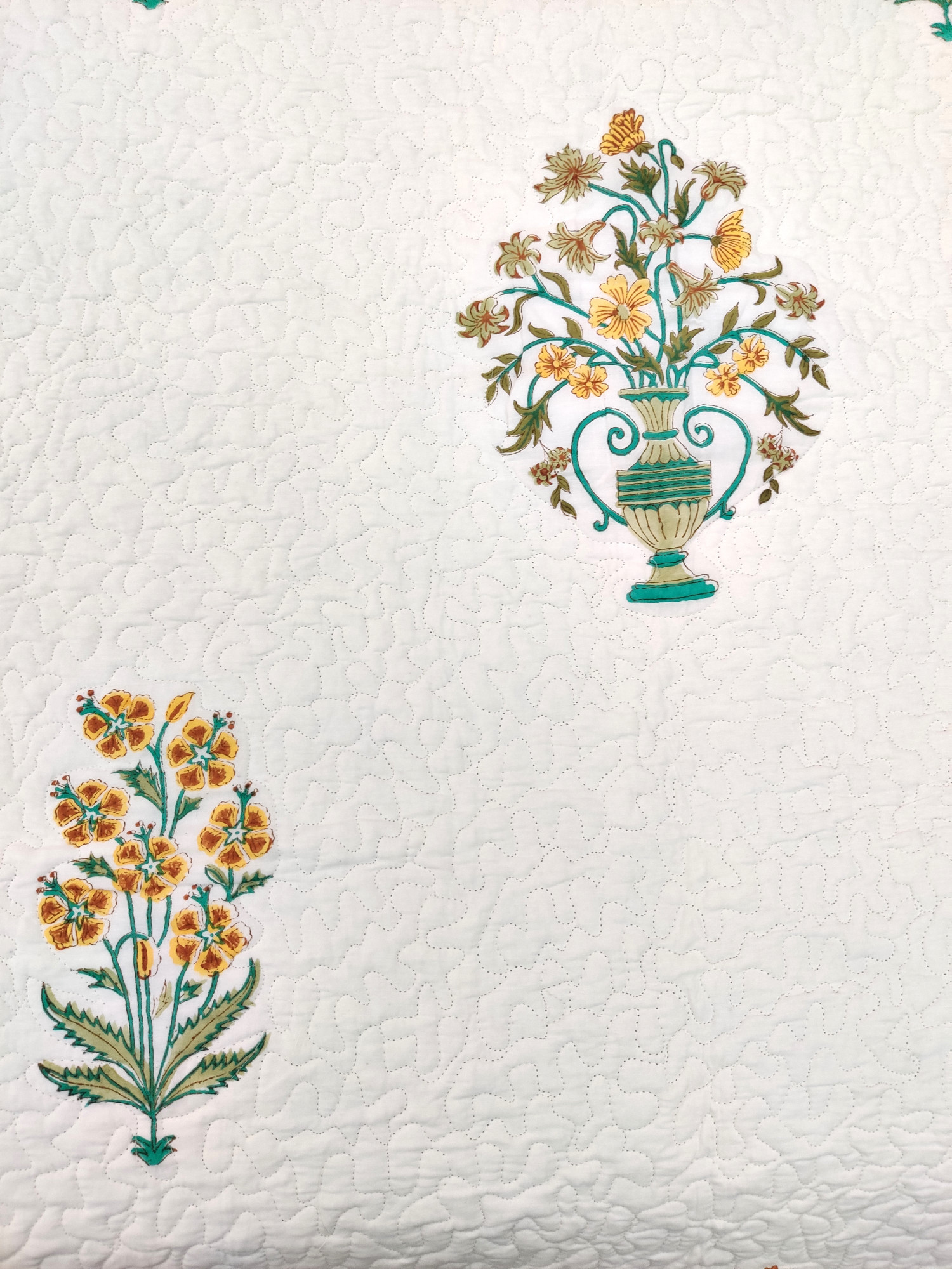 Block Print Bedcover - Chic Garden Hand Block Print Premium Cotton Double