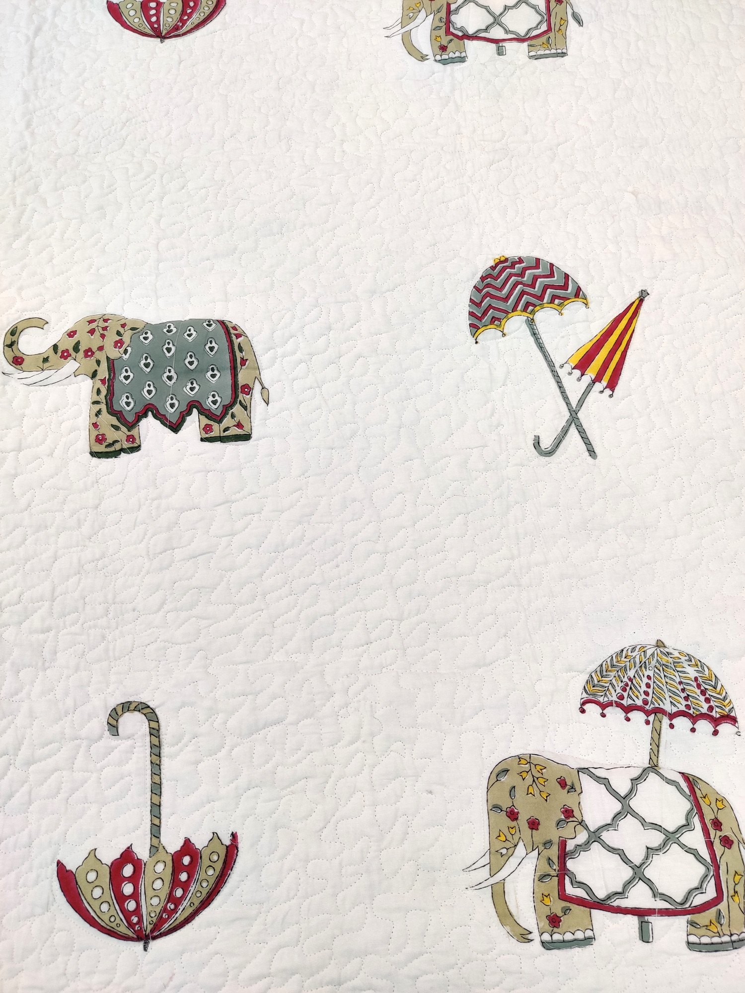 Block Print Bedcover - Multi Haathi Hand Block Print Premium Cotton Double