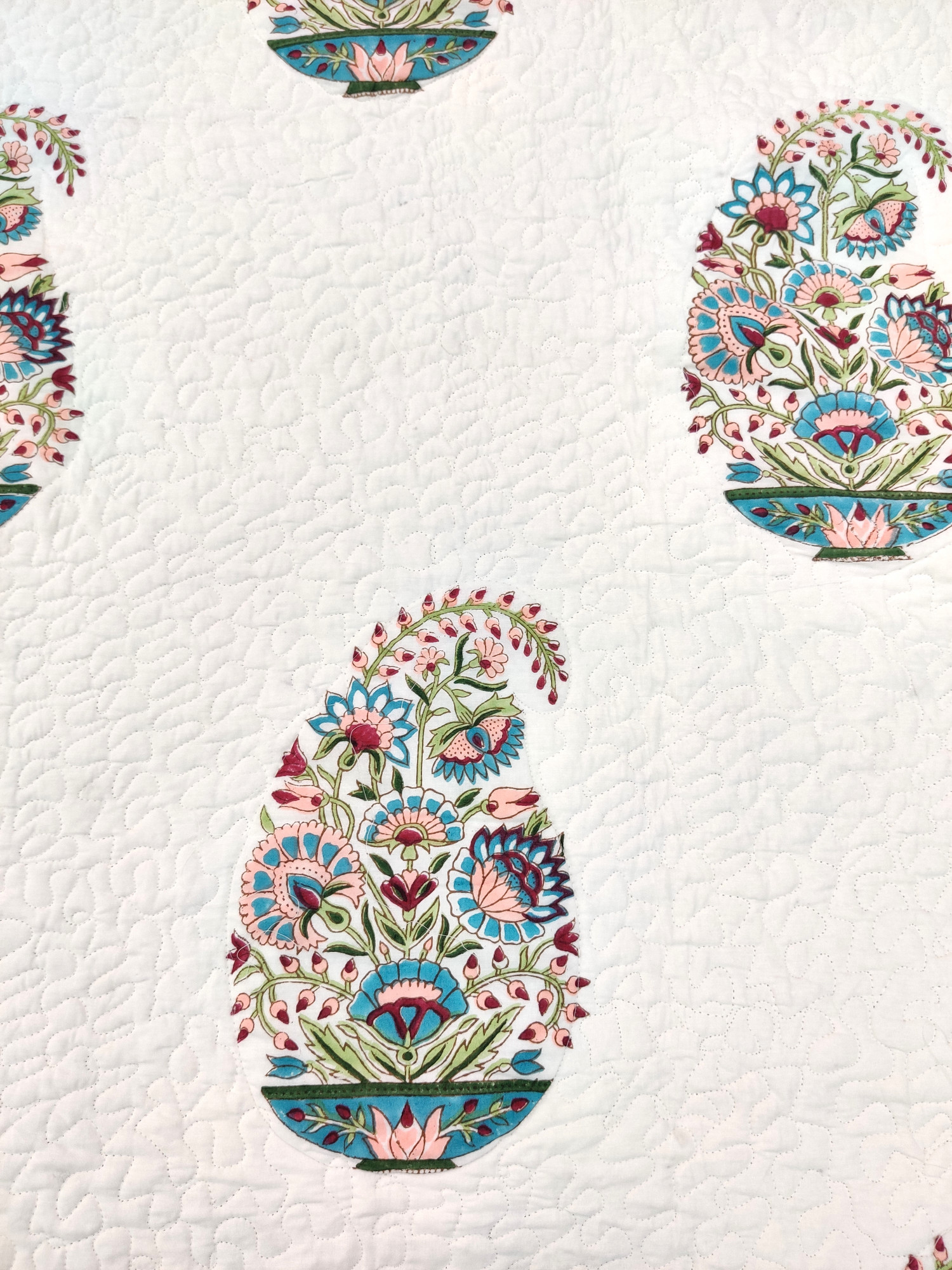 Block Print Bedcover - Multicolour Kerry Hand Block Print Premium Cotton Double
