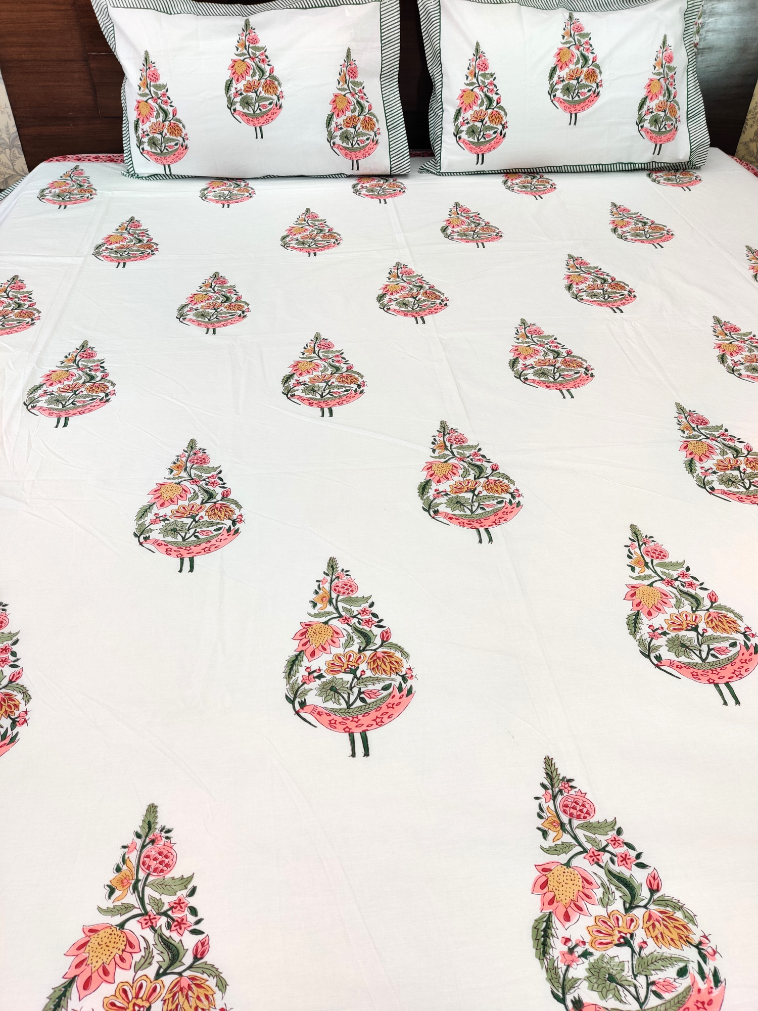 Jaipuri Block Print Bedsheet - Chiya Bhel Hand Block Print Cotton Double
