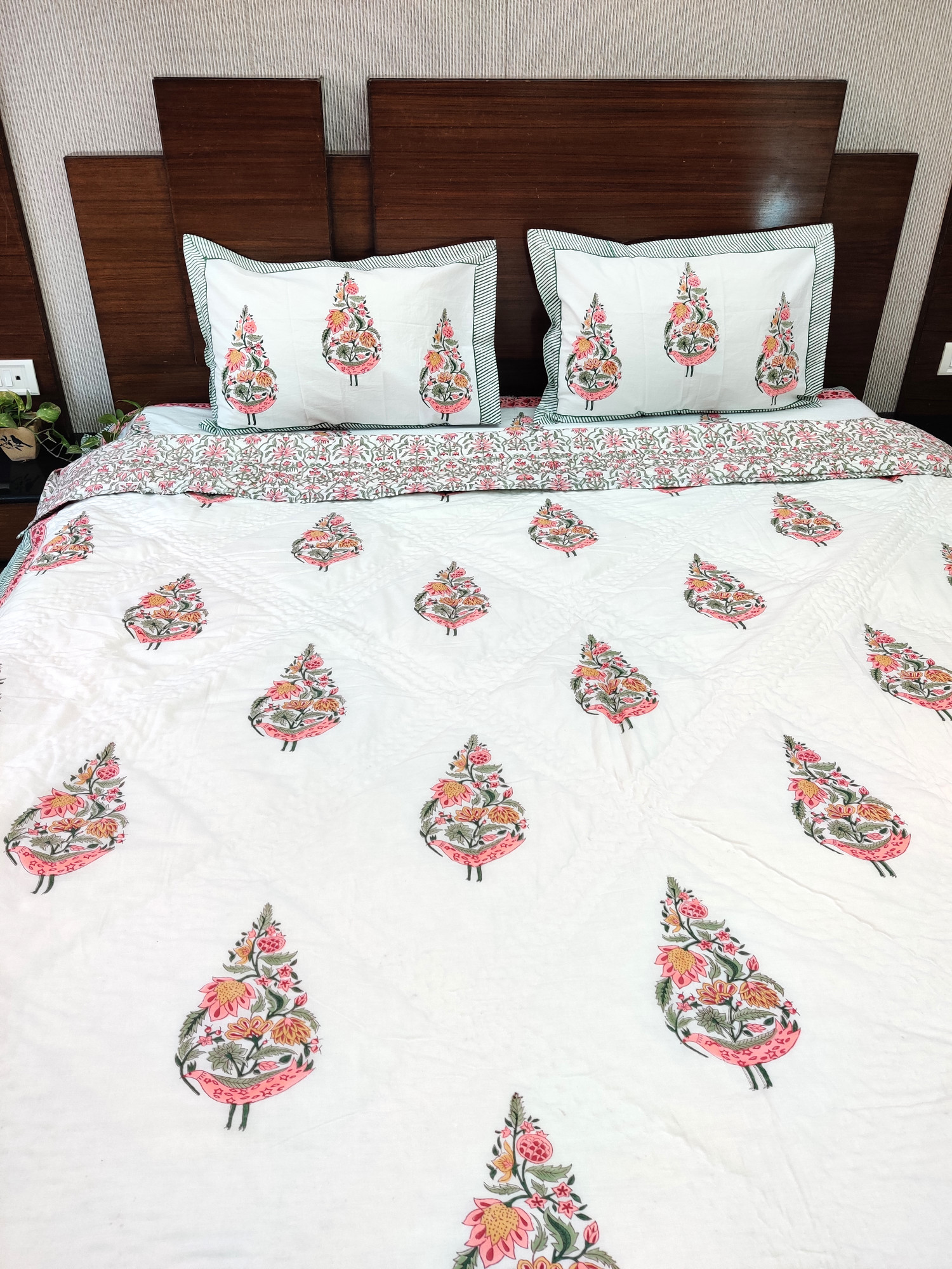 Hand Block Print Mulmul Quilt - Chiya Bhel Soft Jaipuri Razai Double