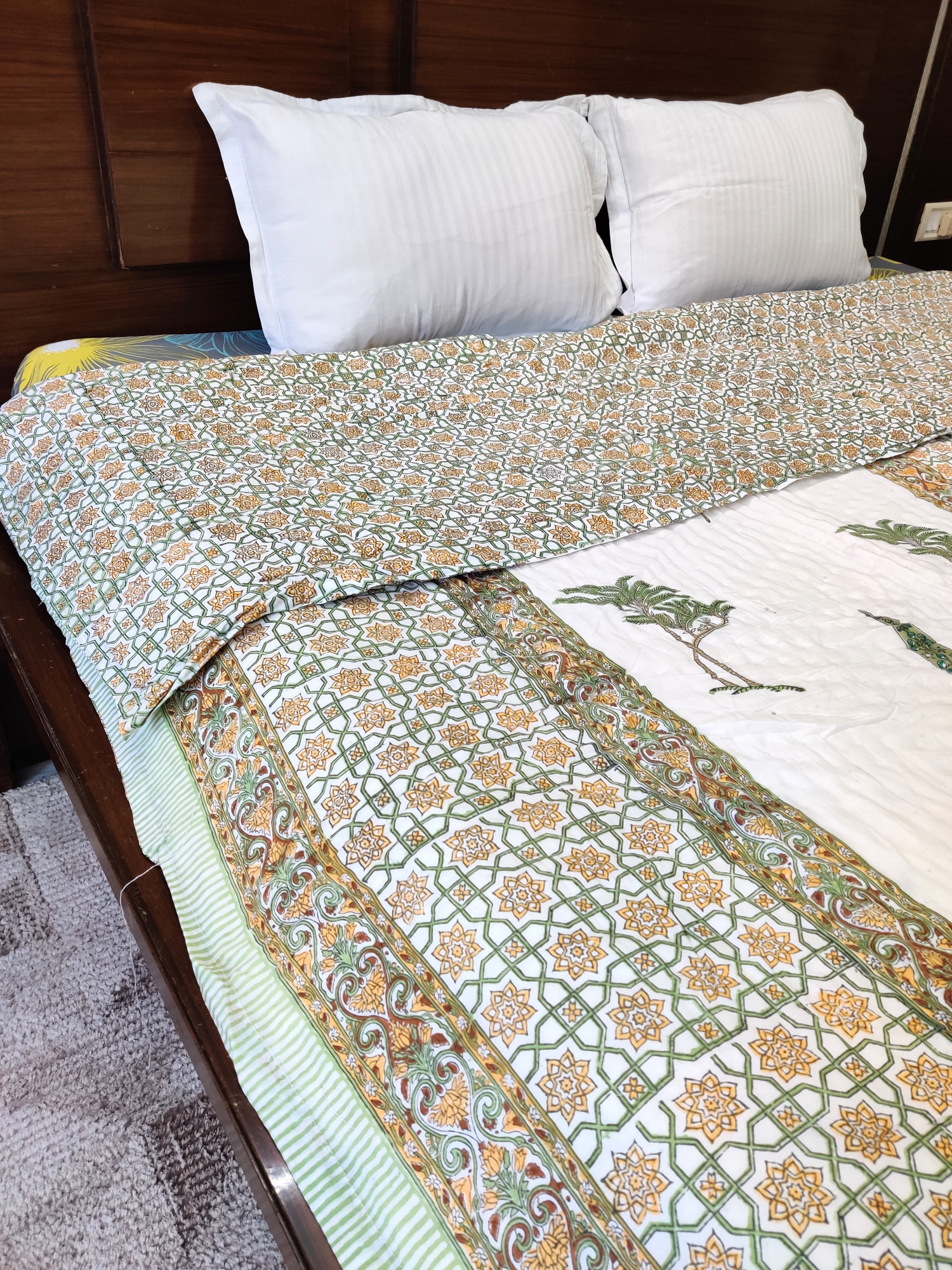Hand Block Print Mulmul Quilt - south Jaal Soft Jaipuri Razai Double