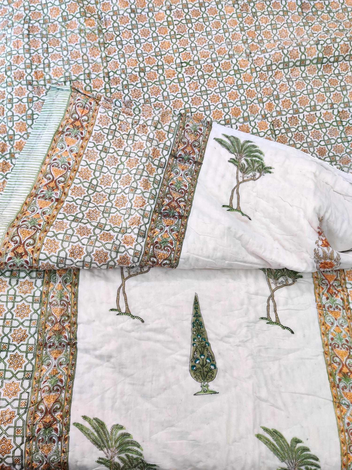 Hand Block Print Mulmul Quilt - south Jaal Soft Jaipuri Razai Double
