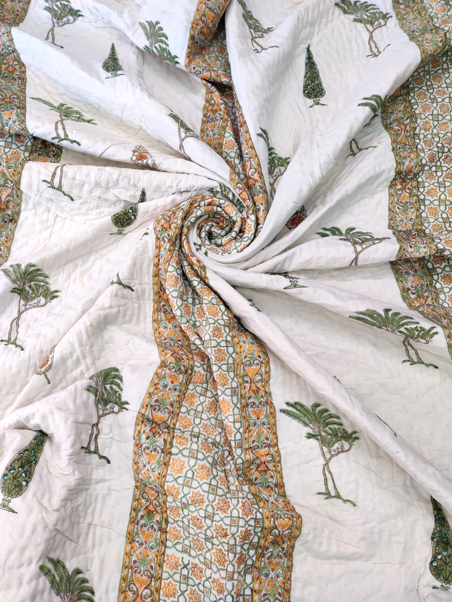 Hand Block Print Mulmul Quilt - south Jaal Soft Jaipuri Razai Double