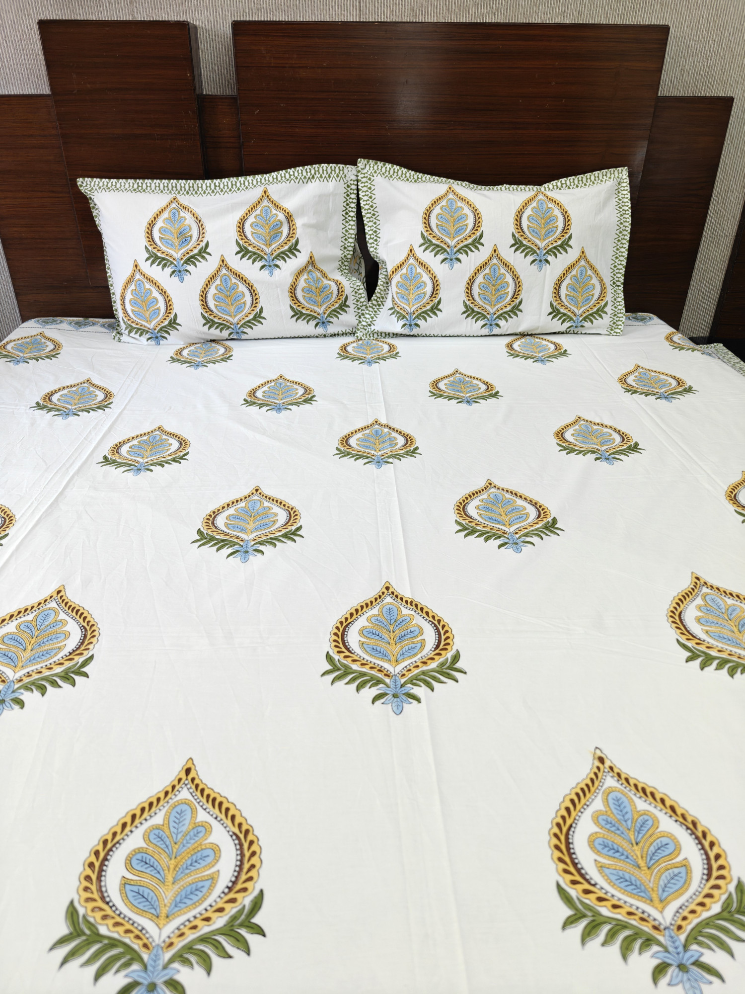Jaipuri Block Print Bedsheet - Double Pathi Hand Block Print Cotton King Size