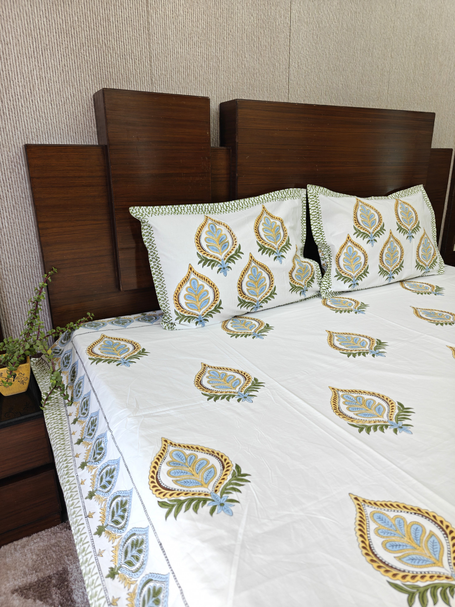 Jaipuri Block Print Bedsheet - Double Pathi Hand Block Print Cotton King Size