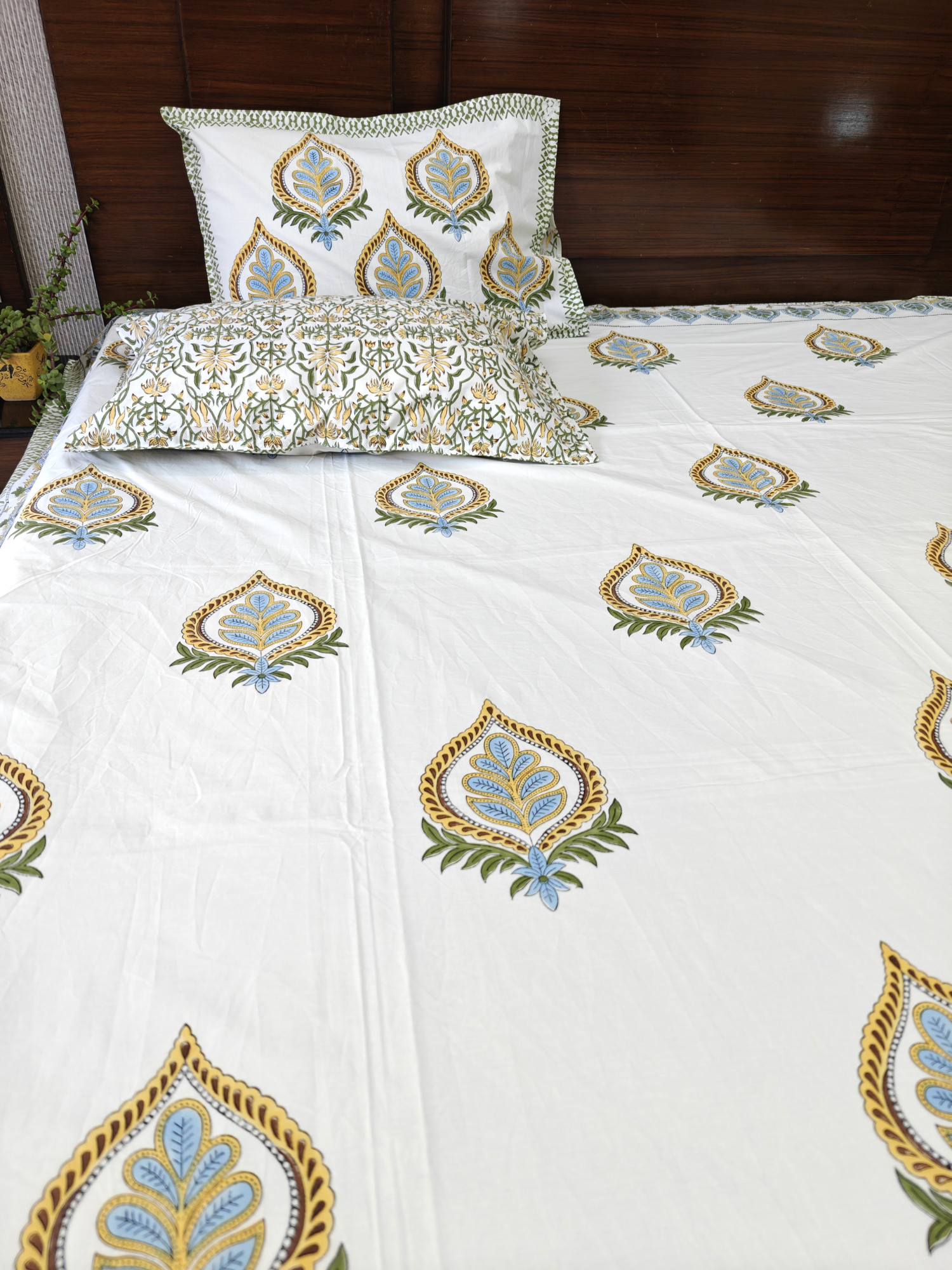 Jaipuri Block Print Bedsheet - Double Pathi Hand Block Print Cotton King Size