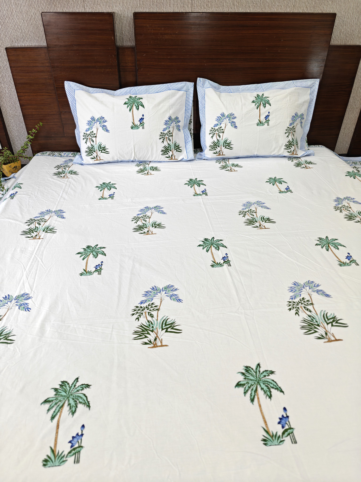 Jaipuri Block Print Bedsheet - Tropical Bliss Hand Block Print Cotton King Size