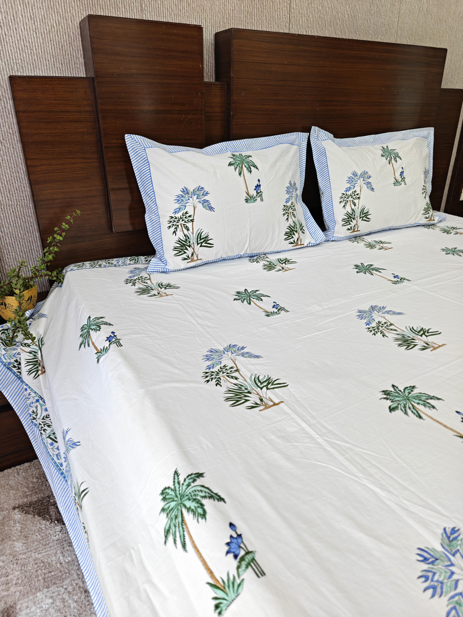 Jaipuri Block Print Bedsheet - Tropical Bliss Hand Block Print Cotton King Size
