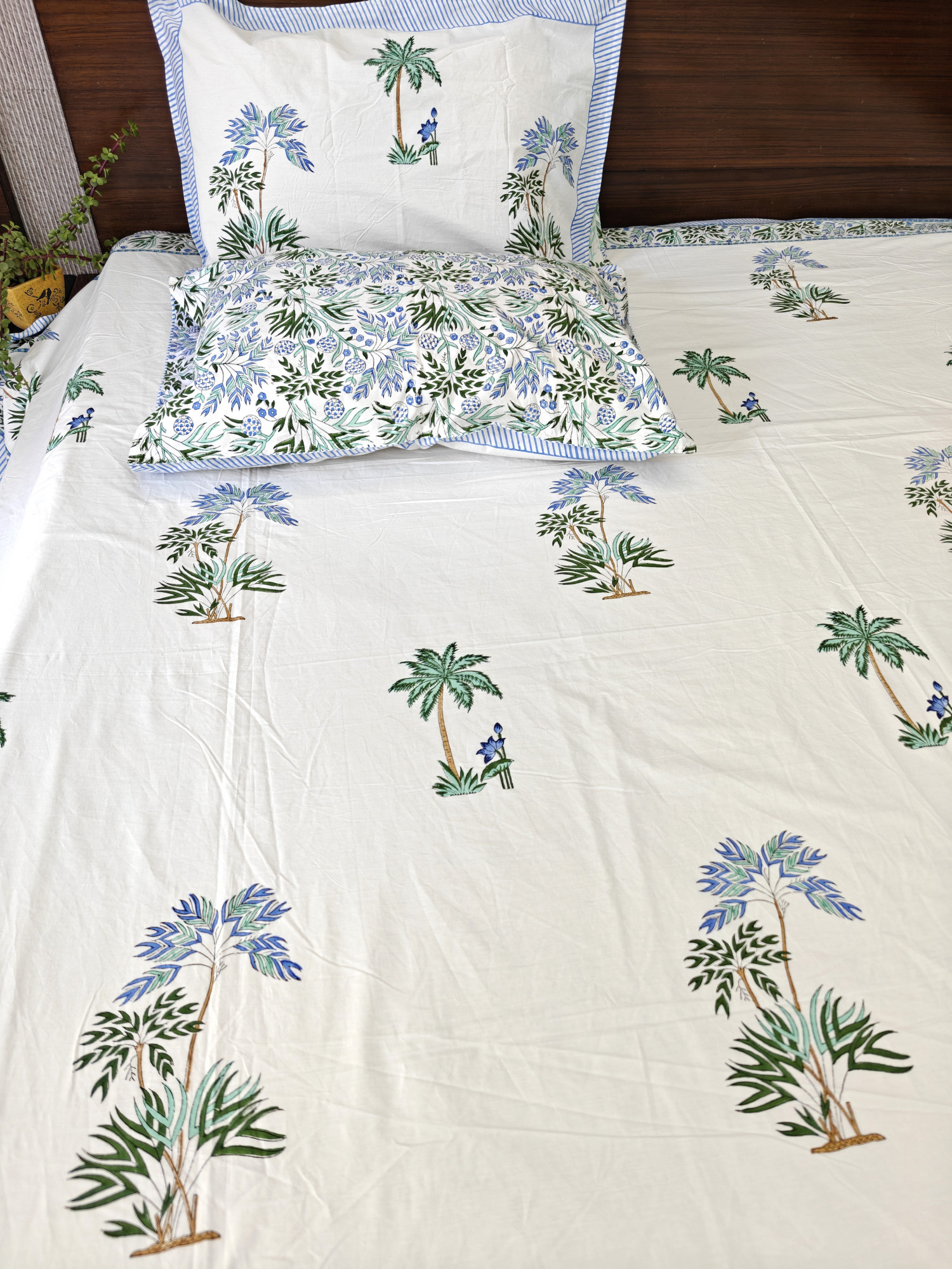 Jaipuri Block Print Bedsheet - Tropical Bliss Hand Block Print Cotton King Size