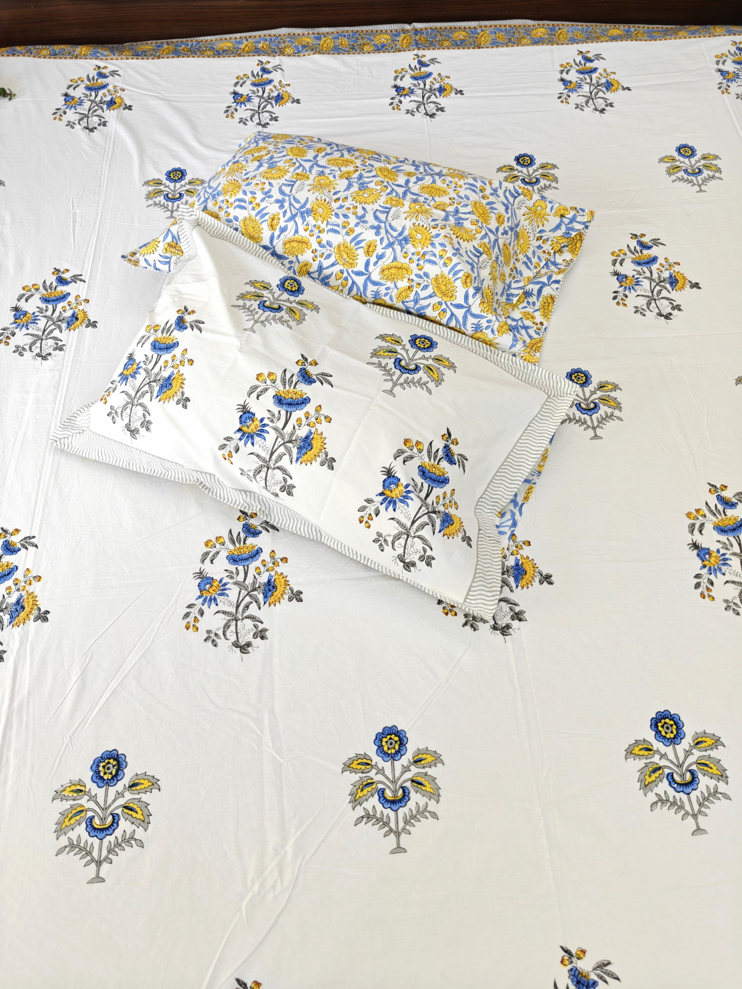 Jaipuri Block Print Bedsheet - Orchid Essence Hand Block Print Cotton King Size