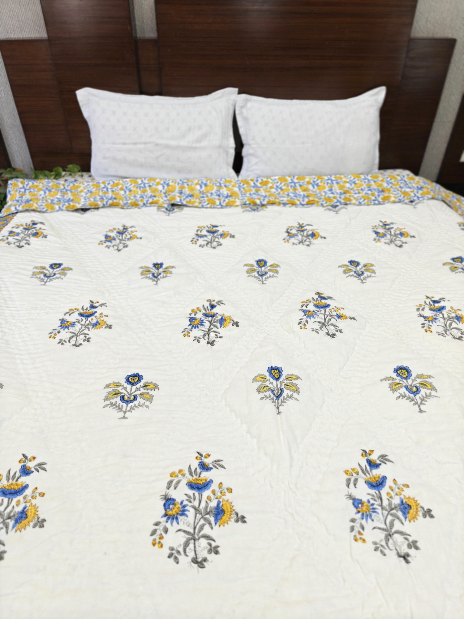 Hand Block Print Mulmul Quilt - Orchid Essence Soft Jaipuri Razai Double