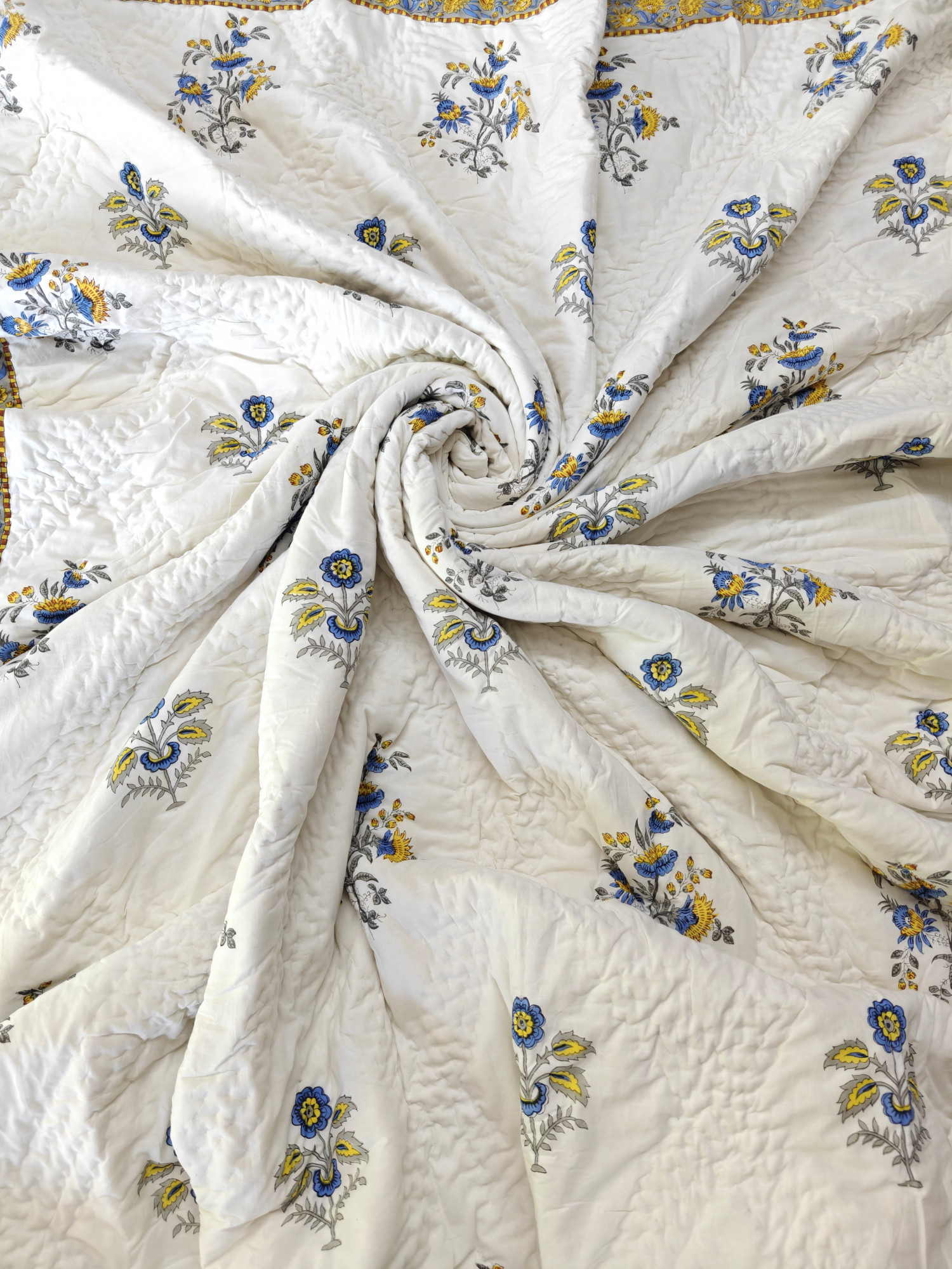 Hand Block Print Mulmul Quilt - Orchid Essence Soft Jaipuri Razai Double