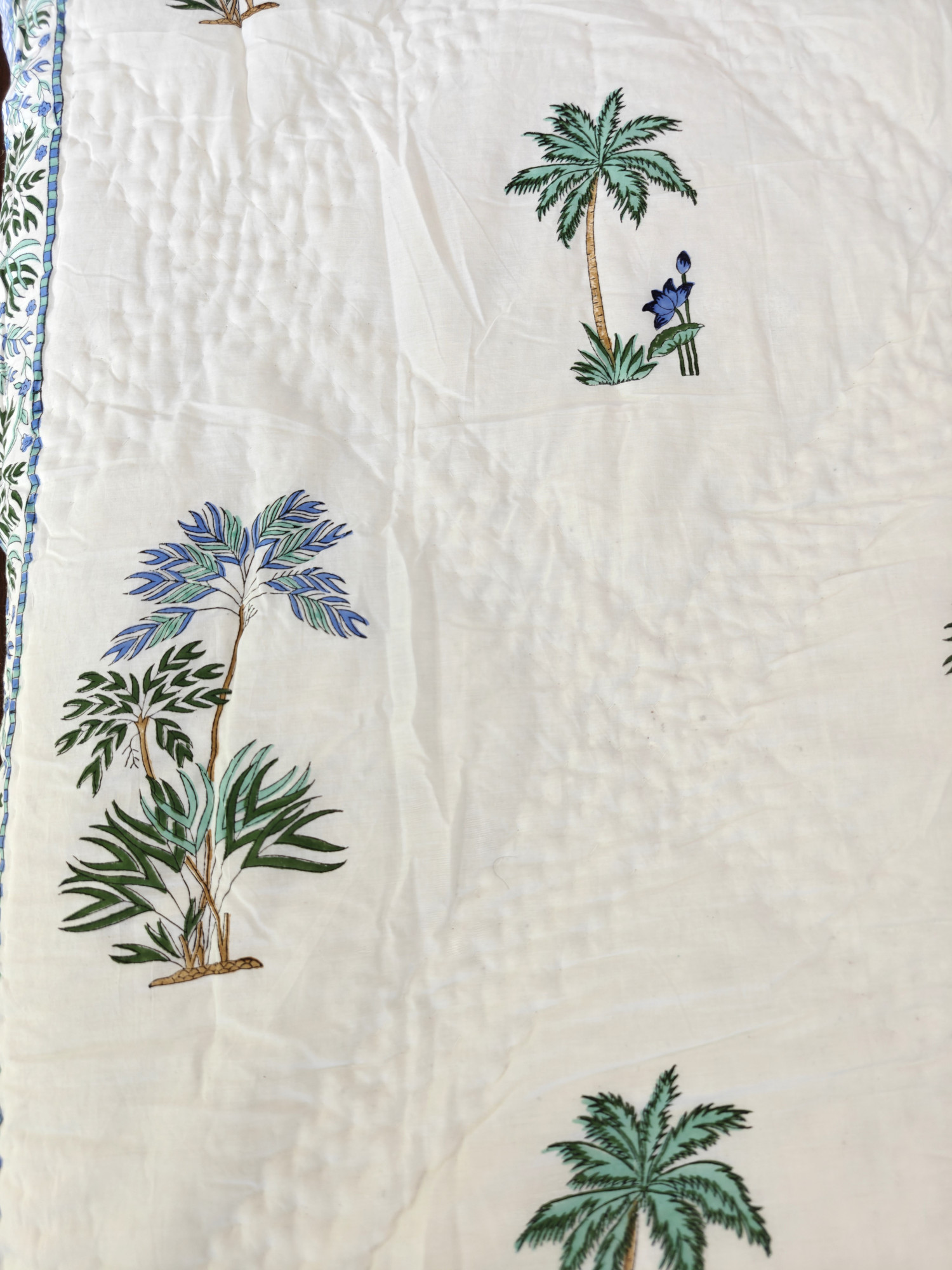 Hand Block Print Mulmul Quilt - Tropical Bliss Soft Jaipuri Razai Double