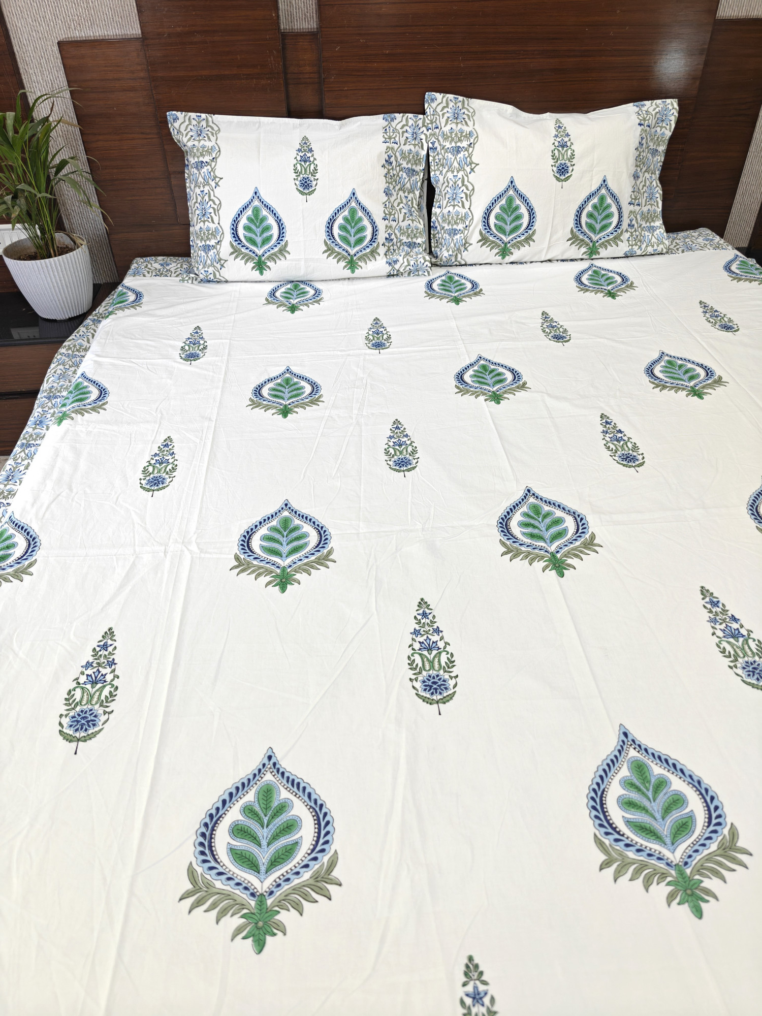 Jaipuri Block Print Bedsheet - BotaniCraft Hand Block Print Cotton King Size