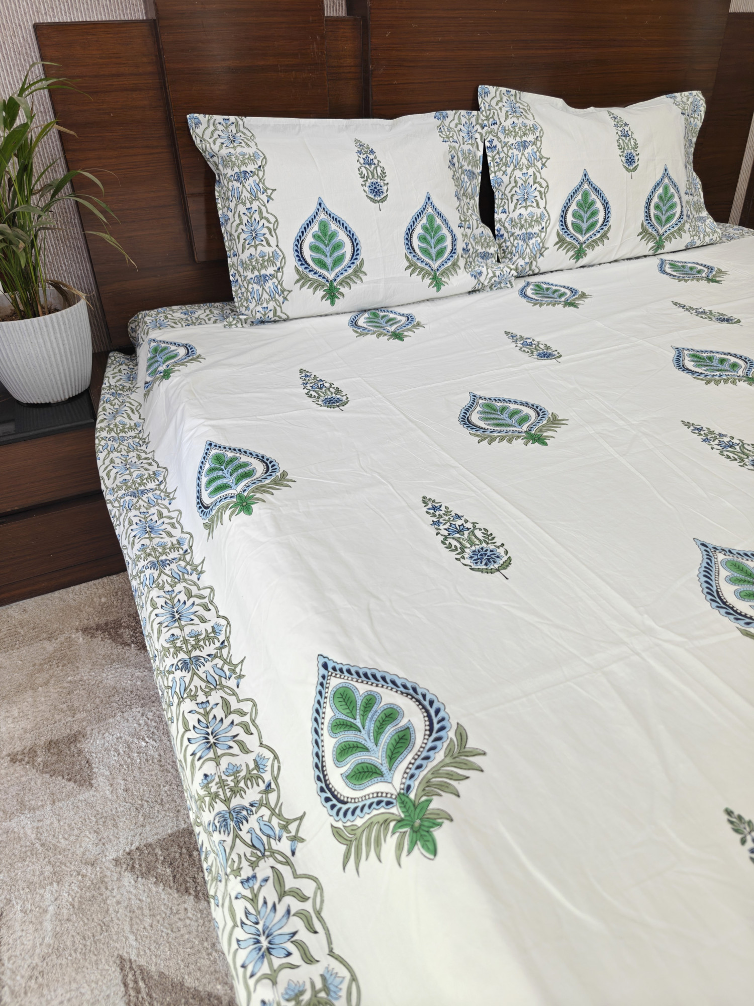 Jaipuri Block Print Bedsheet - BotaniCraft Hand Block Print Cotton King Size