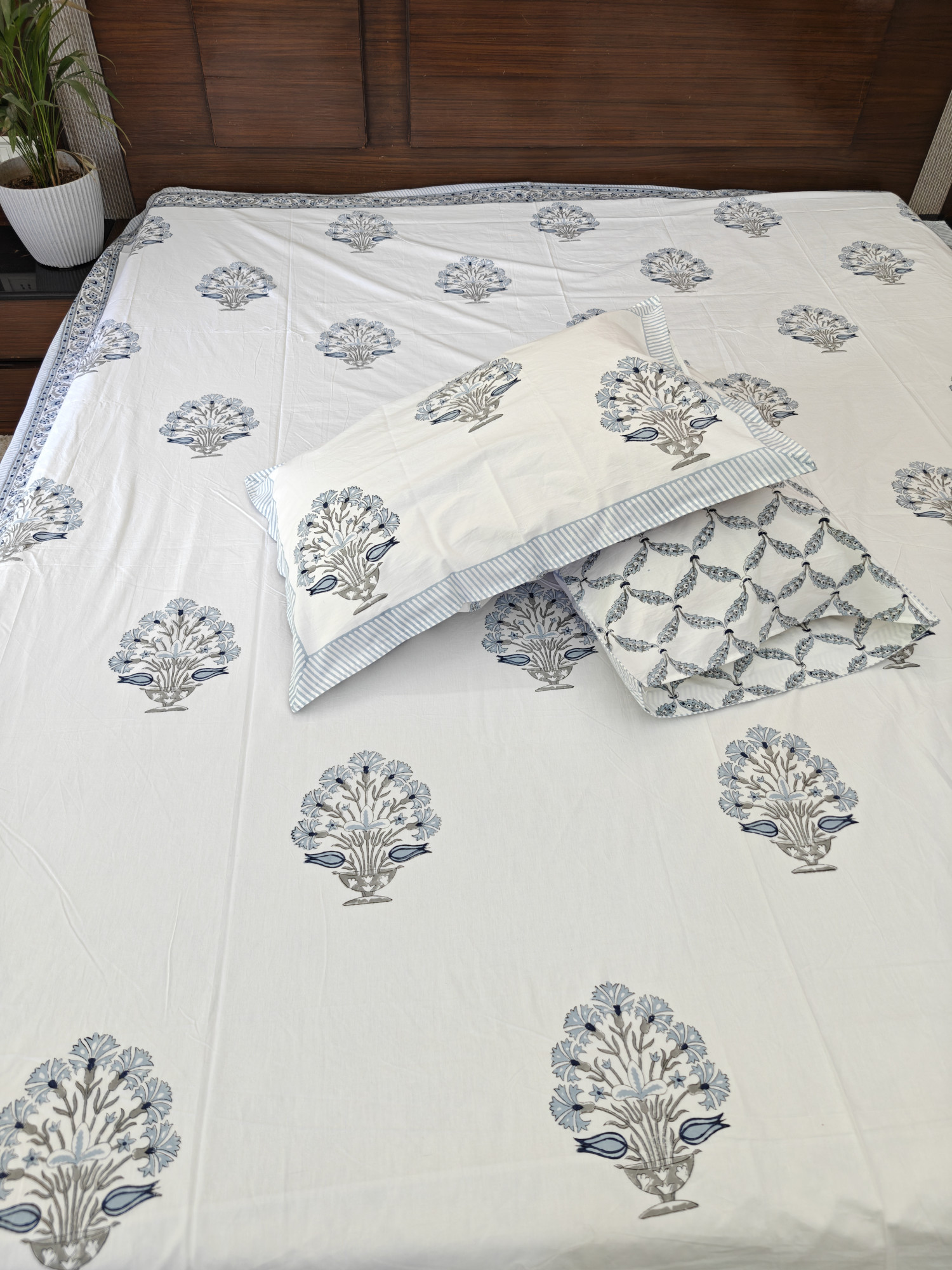 Jaipuri Block Print Bedsheet - Earthen Grace Hand Block Print Cotton King Size