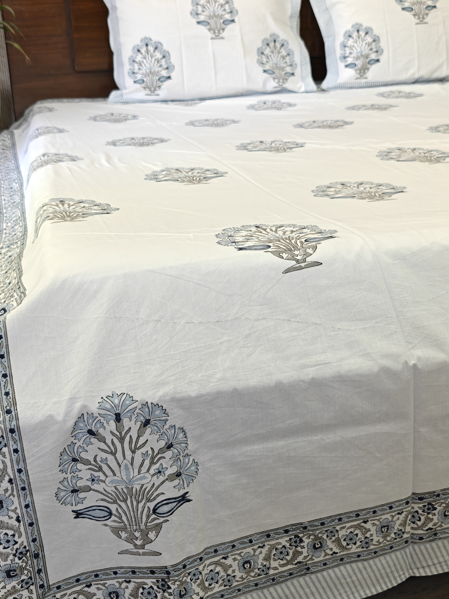 Jaipuri Block Print Bedsheet - Earthen Grace Hand Block Print Cotton King Size