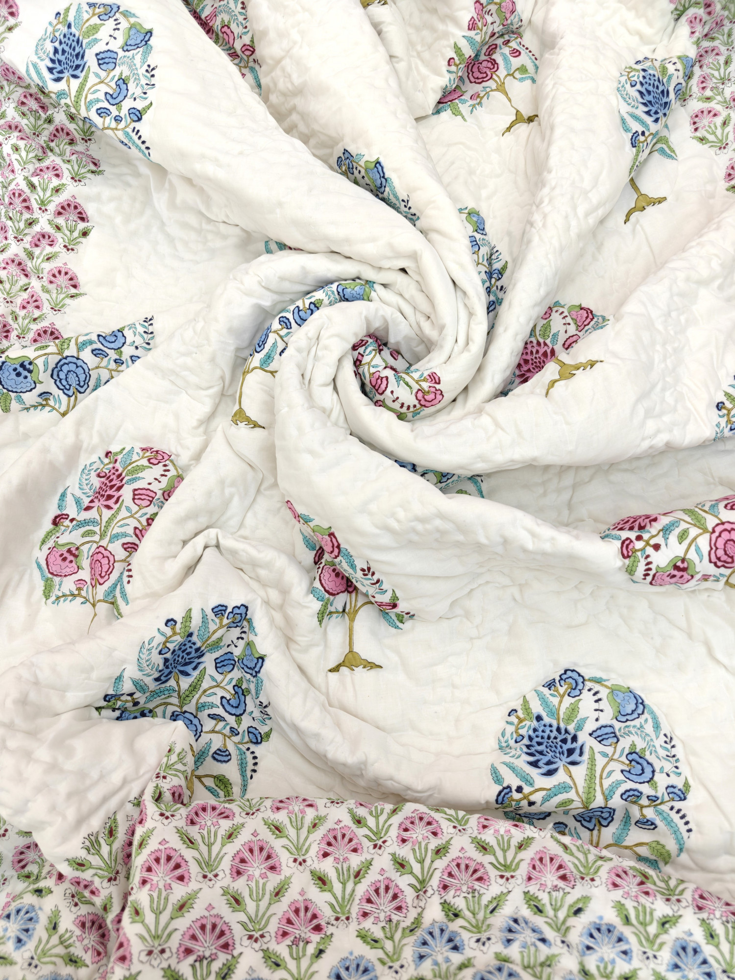 Hand Block Print Mulmul Quilt - Wildroot Harmony Soft Jaipuri Razai Double