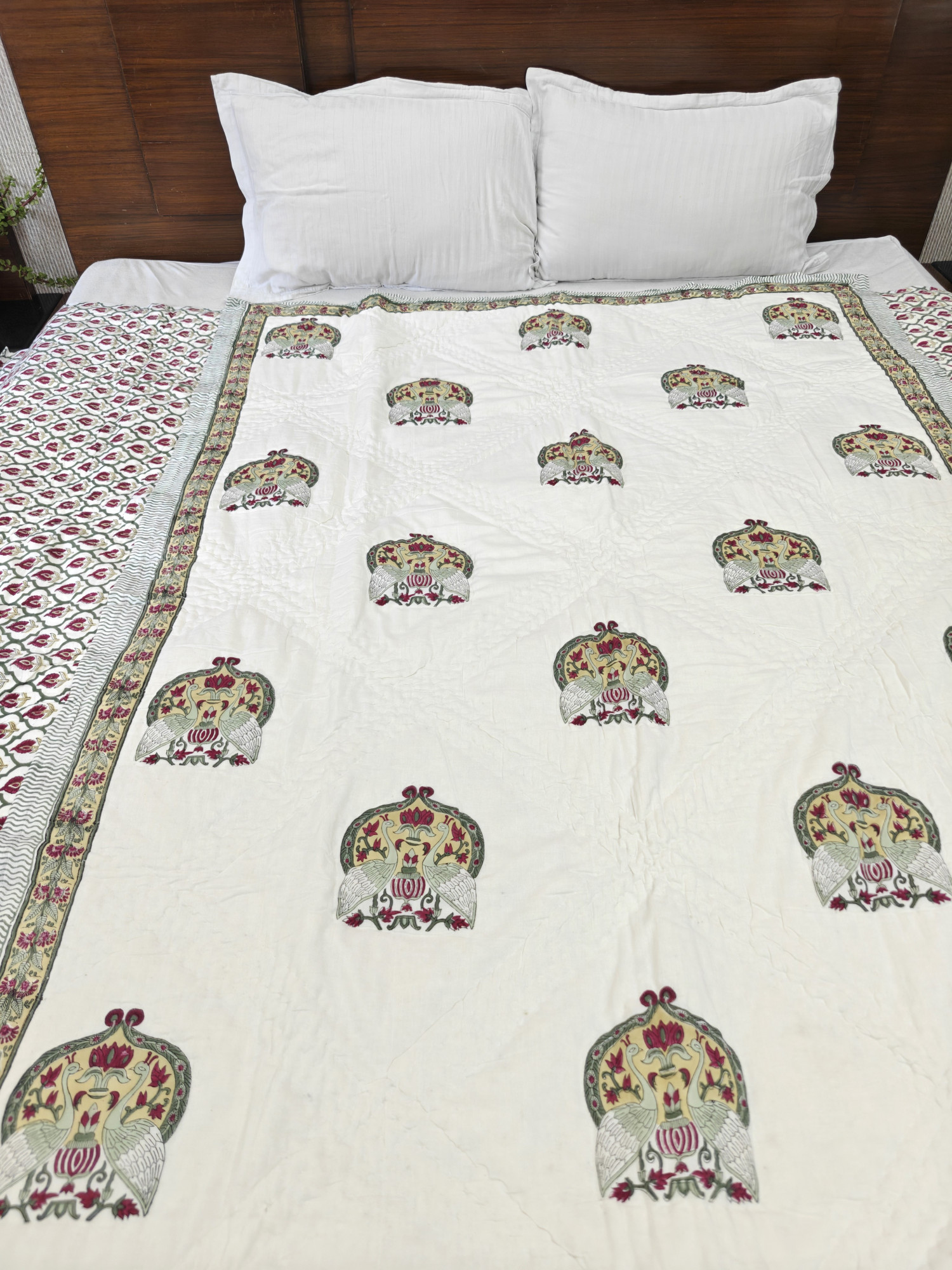 Hand Block Print Mulmul Quilt - Double Moor Soft Jaipuri Razai Double