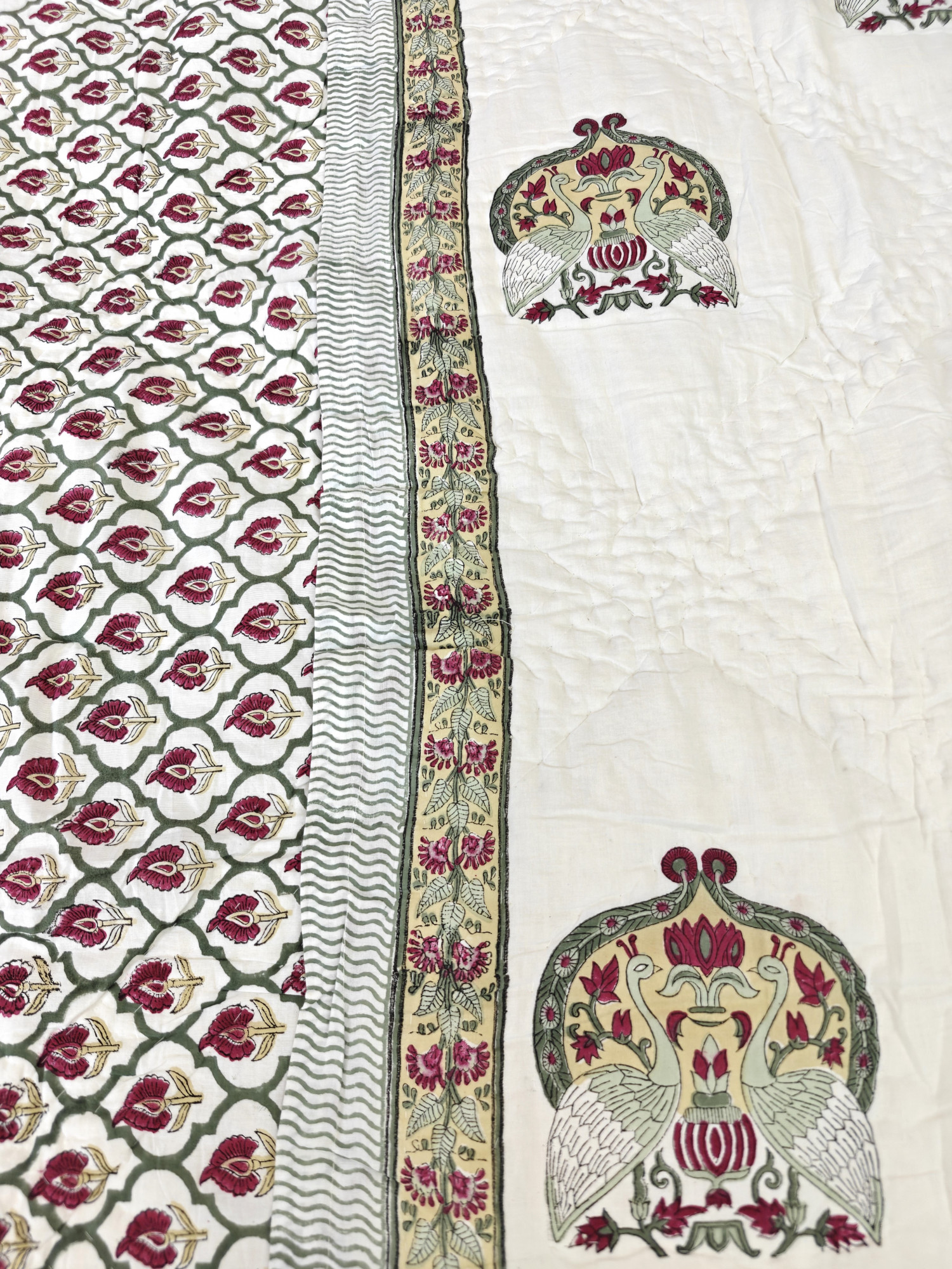 Hand Block Print Mulmul Quilt - Double Moor Soft Jaipuri Razai Double
