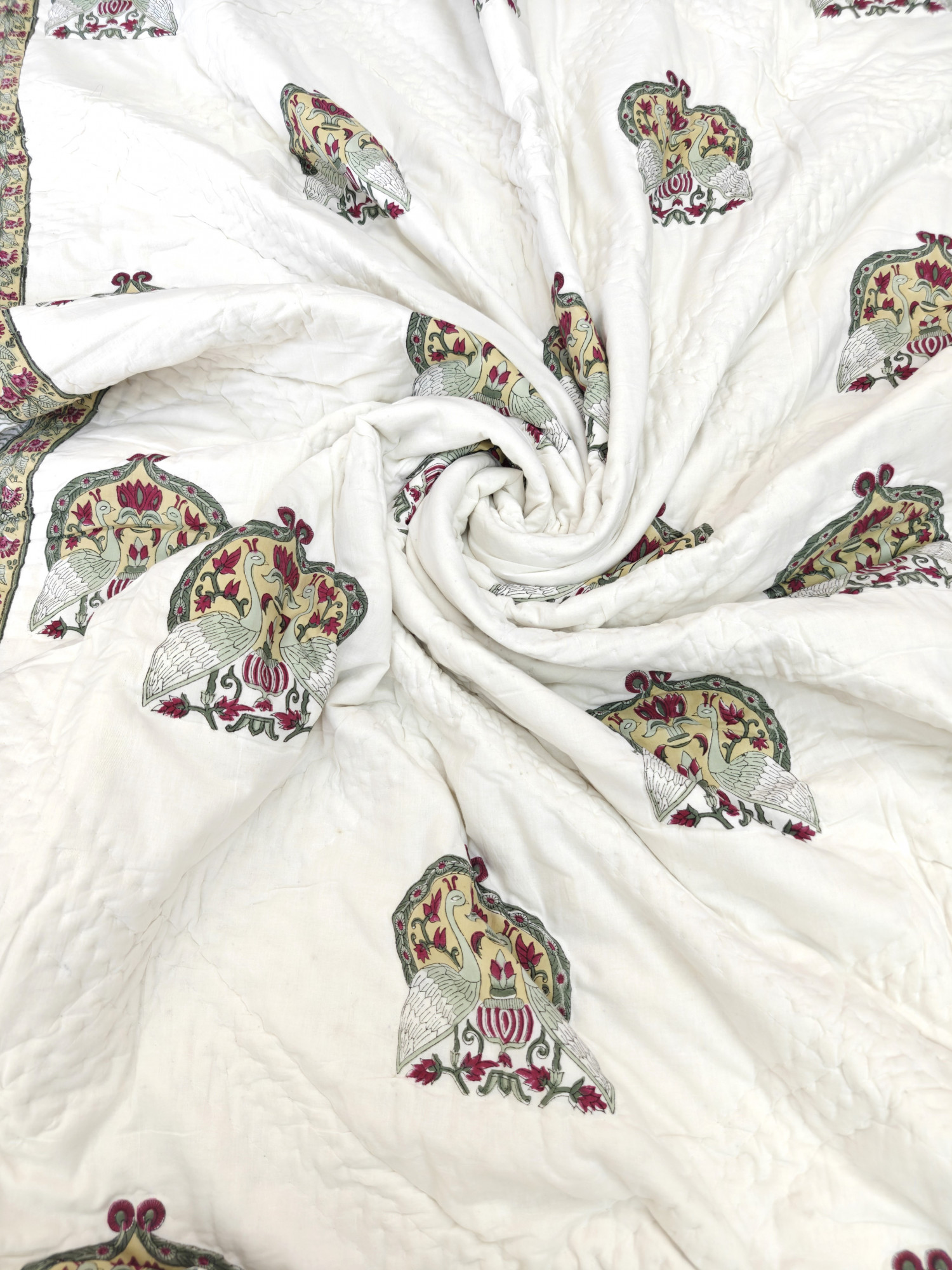 Hand Block Print Mulmul Quilt - Double Moor Soft Jaipuri Razai Double