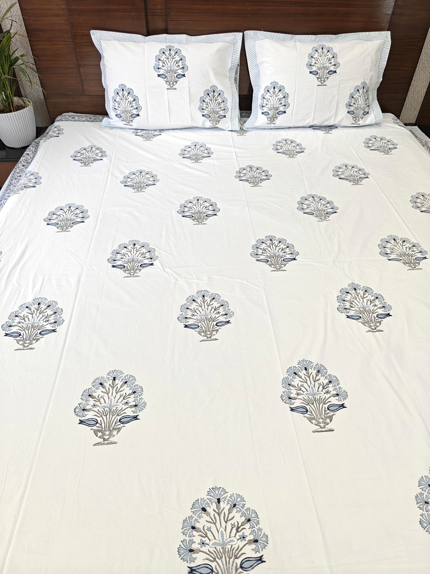 Jaipuri Block Print Bedsheet - Earthen Grace Hand Block Print Cotton King Size